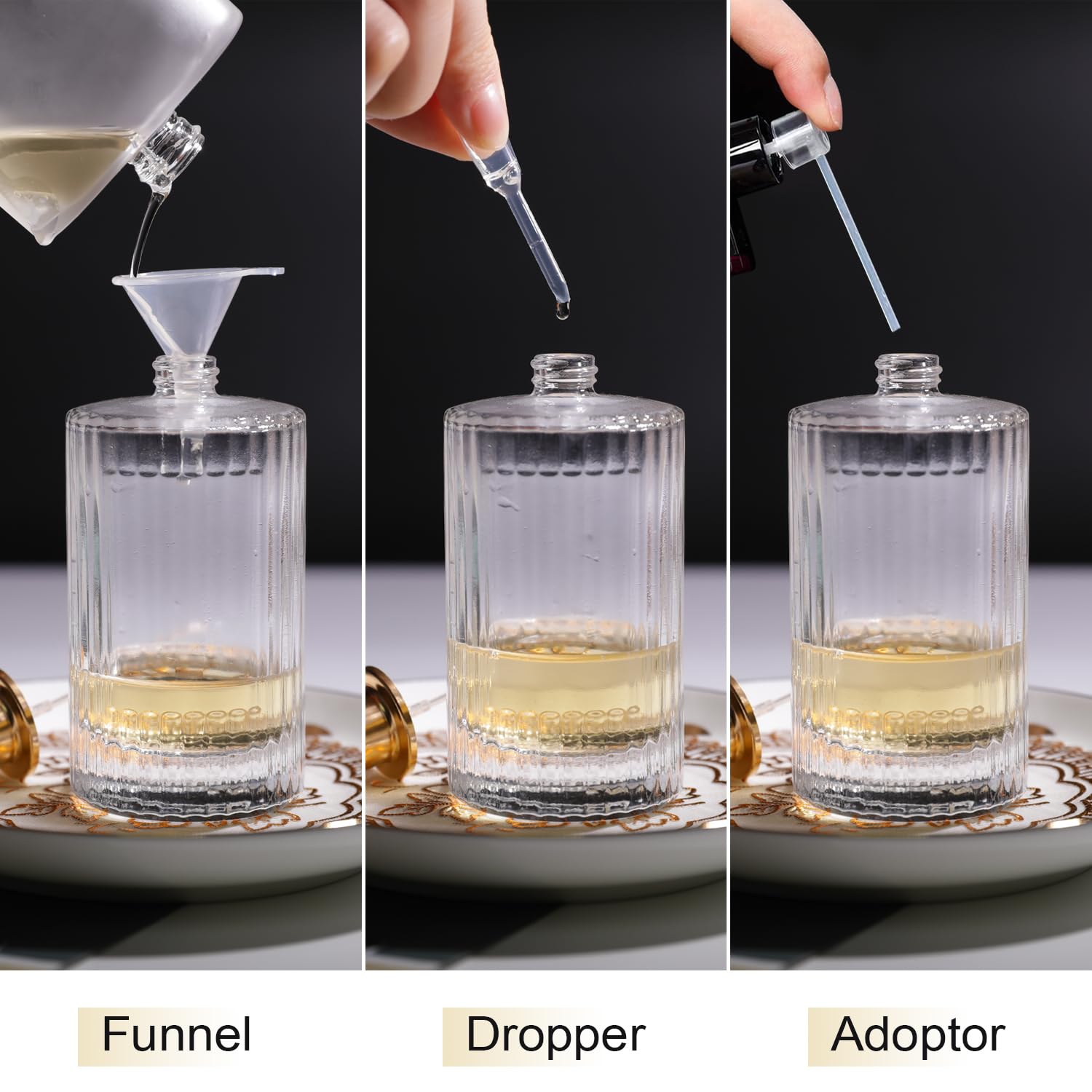 Yerpkefey 100Ml/3.4 Oz Glass Spray Bottle Perfume Atomizer,Refillable Perfume Spray Bottle Perfume Bottles Empty With 3 Kinds Of