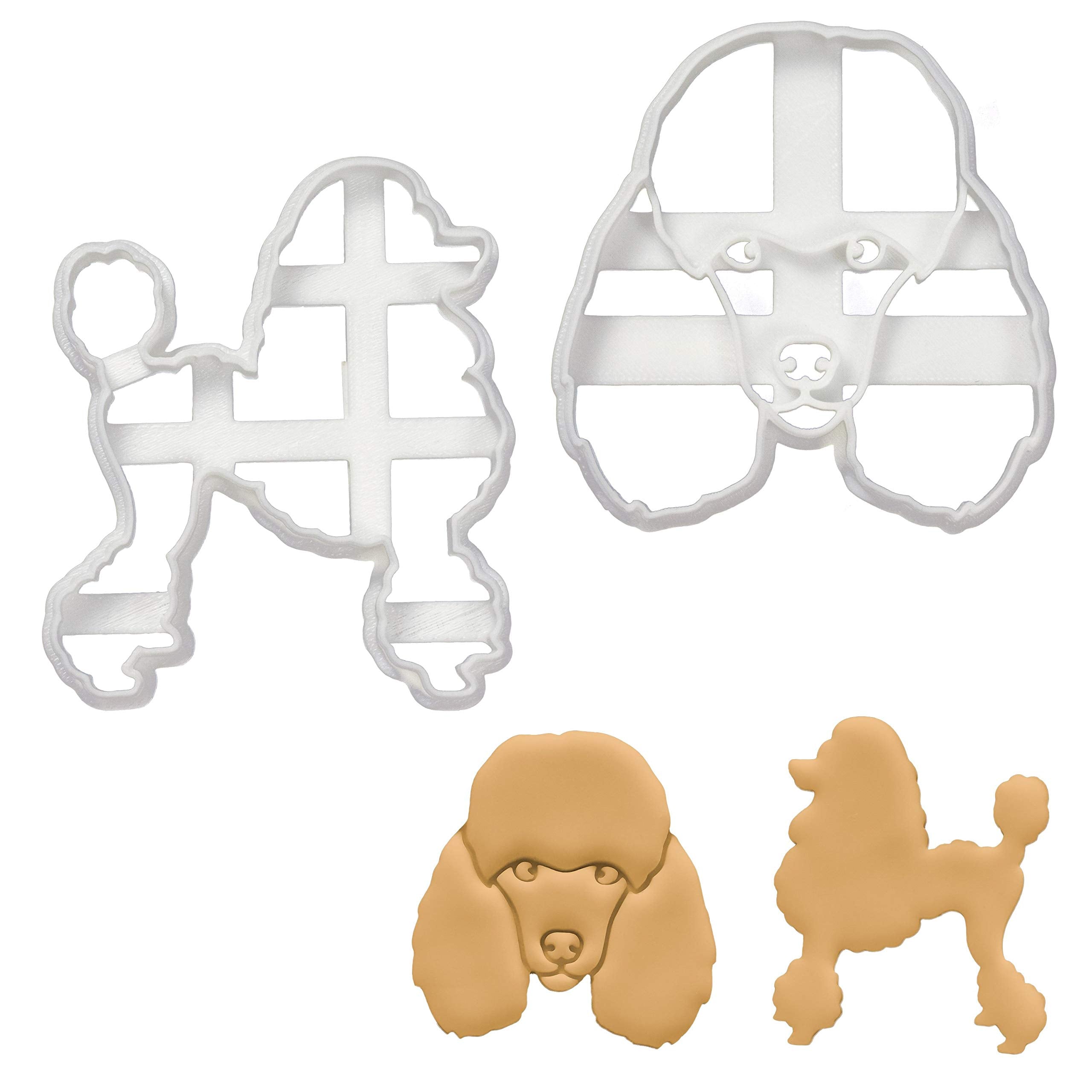 Set Of 2 Poodle Cookie Cutters (Designs: Poodle Silhouette And Poodle Face), 2 Pieces - Bakerlogy