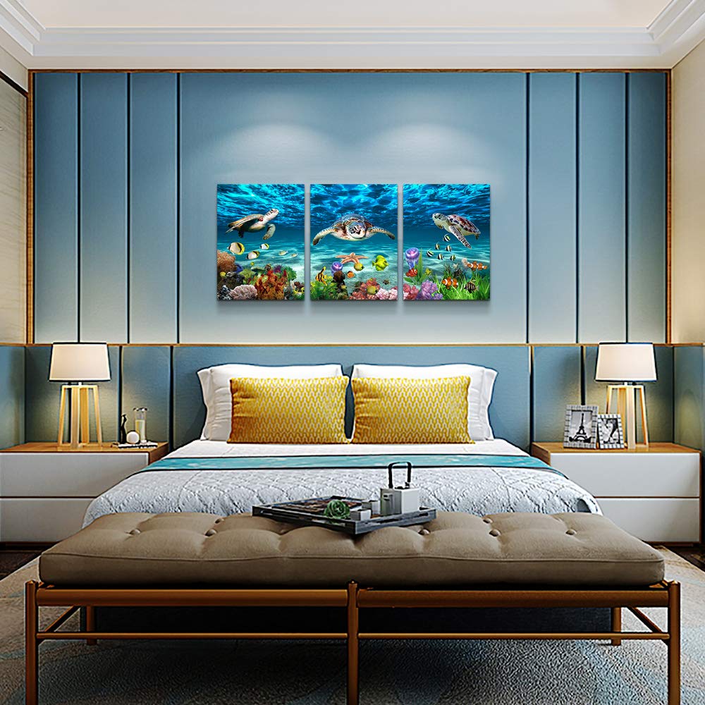 Canvas Wall Art For Living Room Large Size Wall Decor For Bedroom Modern Bathroom Wall Decoration Blue Ocean Wall Painting Sea T