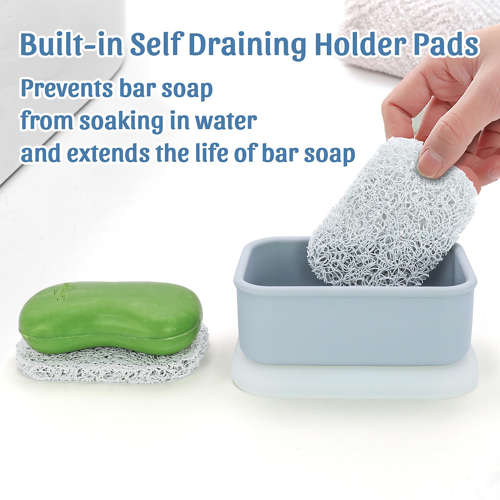 Ozner Enhanced Leak Proof Travel Soap Container, Silicone Travel Soap Case With Drainage Pad, Compact Travel Soap Dish, Shatterp