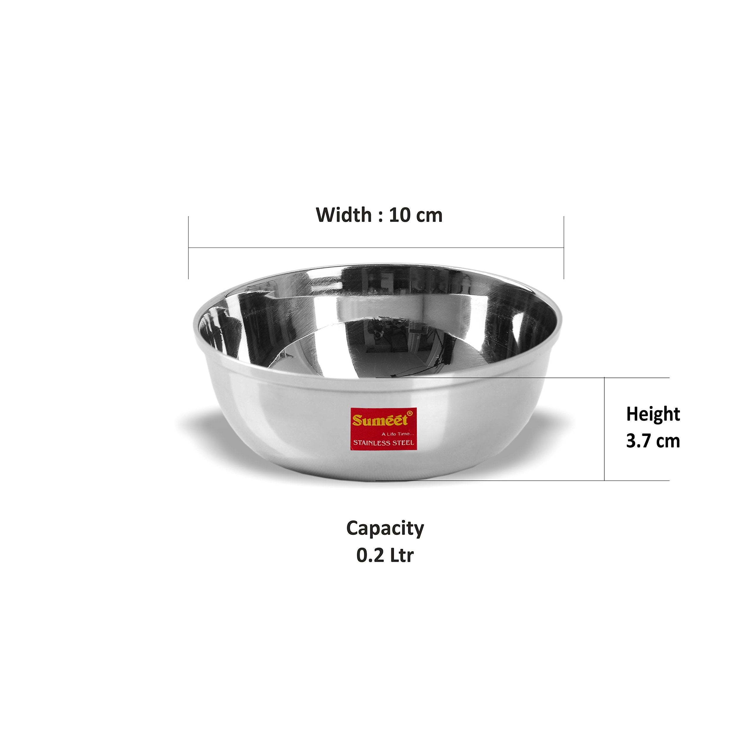 Sumeet Stainless Steel Heavy Gauge Bowl Set/Wati Set With Mirror Finish 10Cm Dia - Set Of 6Pc (12 Pcs)