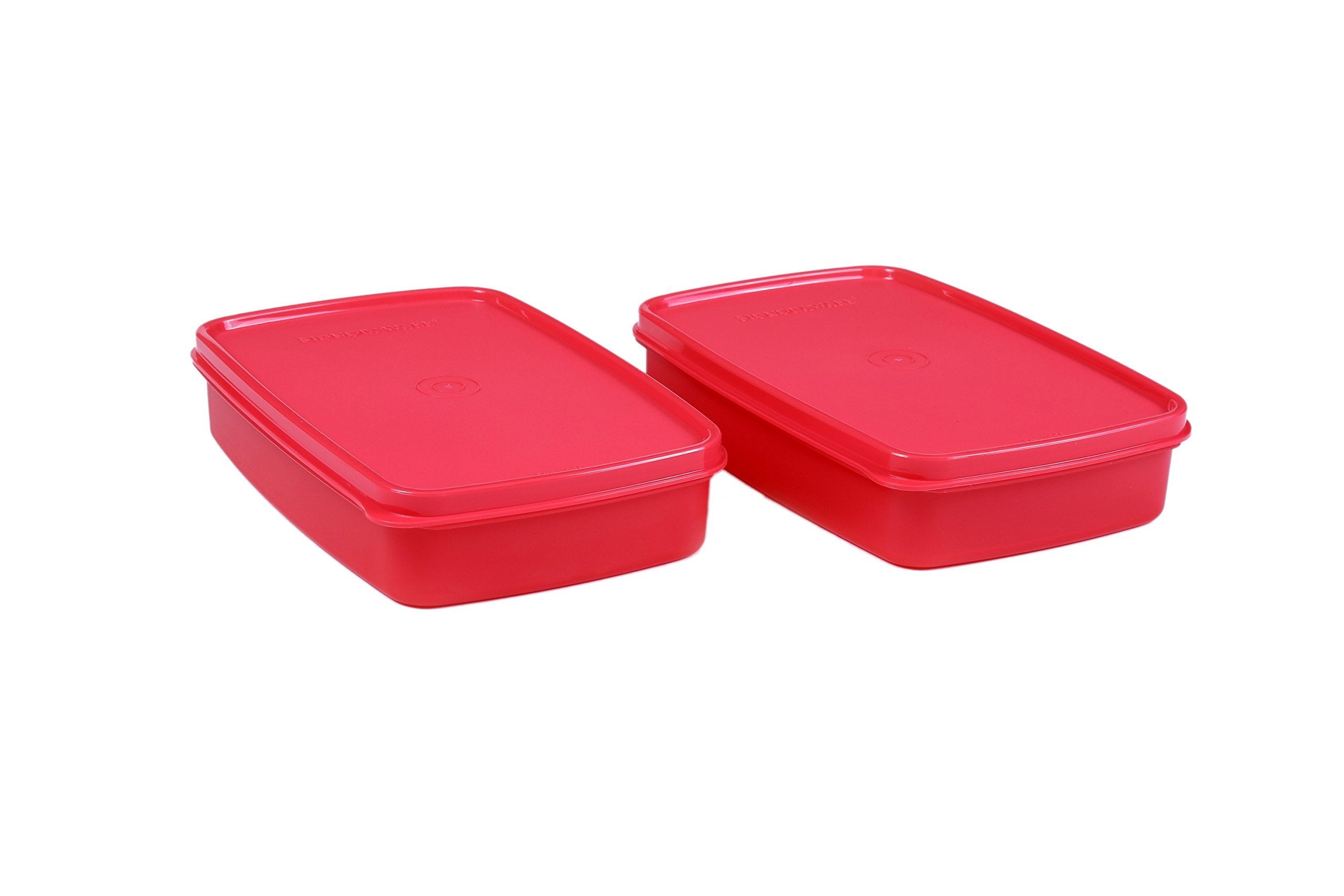 Signora Ware Plastic Crispy Slim Small Container Set, 550Ml, Set Of 2, Water Melon, Red