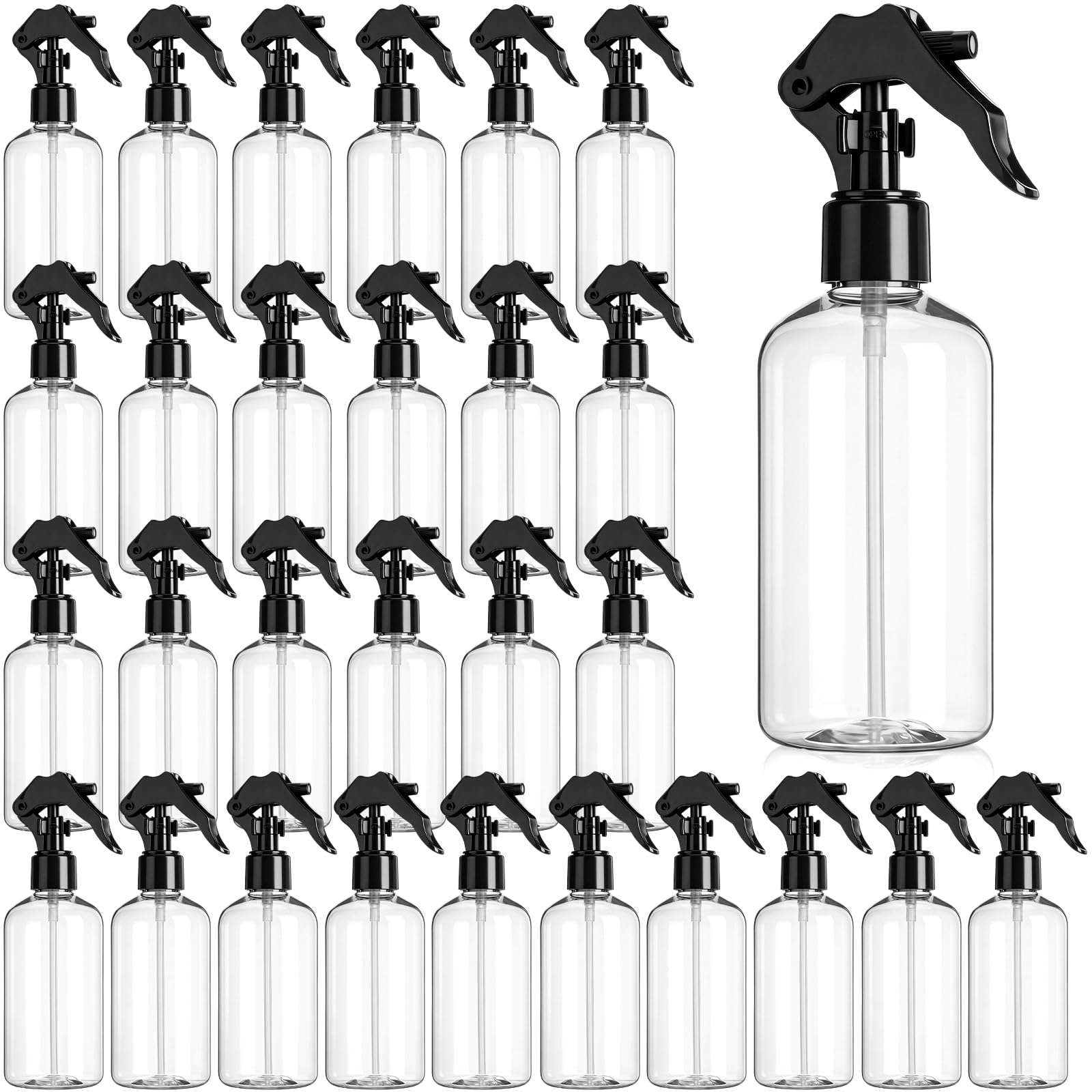Domensi 30 Pcs 8 oz Empty Plastic Spray Bottle with Black Trigger Sprayers