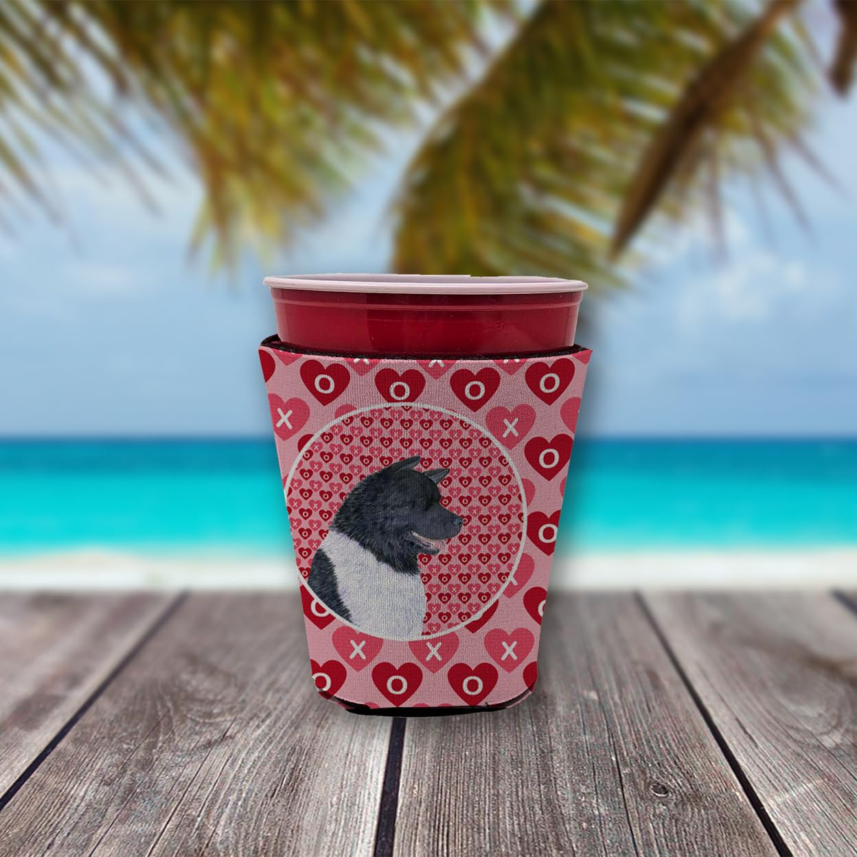Akita  Red Solo Cup Beverage Insulator Hugger