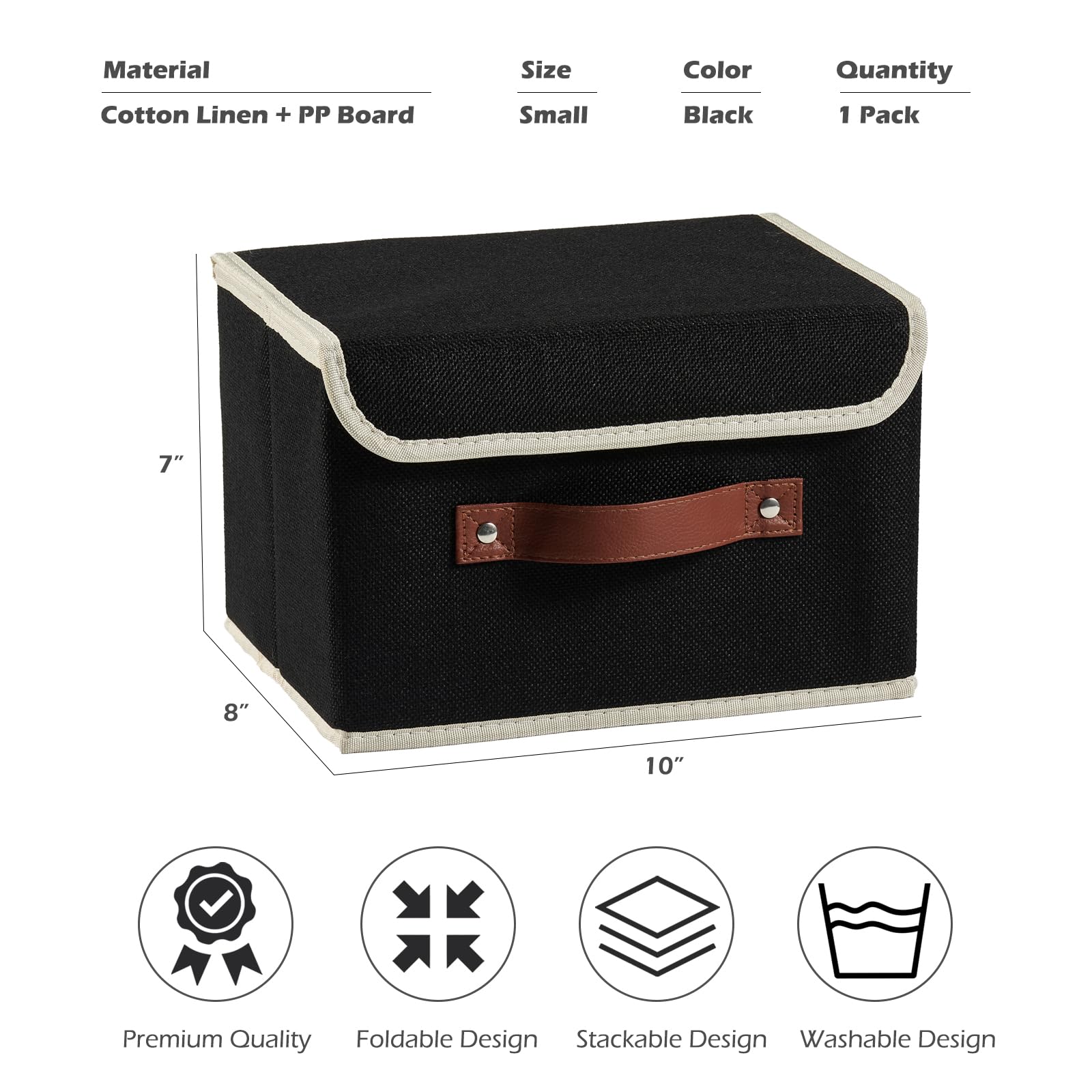 Vinnegenzz Storage Boxes With Lid Cotton Linen Fabric Storage Bins Organizer Container Decorative Collapsible Washable Shelf Bas
