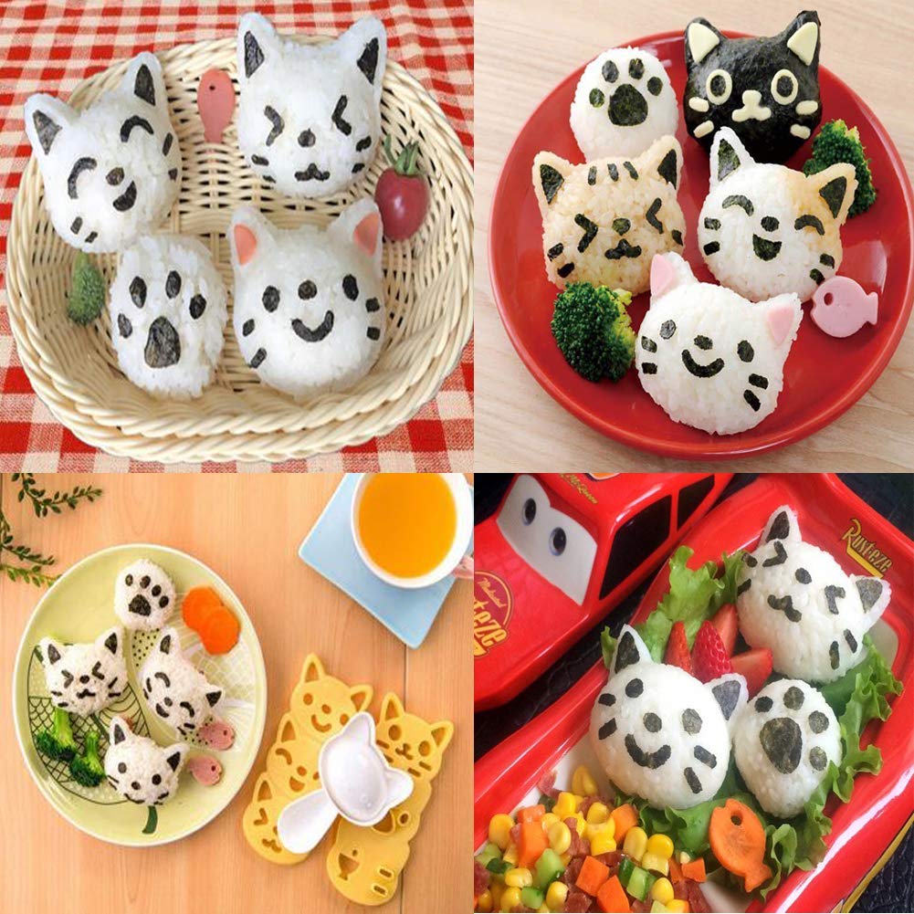 Vanvene Small Rice Ball Mold Sets Lovely Cat Pattern Diy Sushi Bento Nori Kitchen Rice Mould Diy Kitchen Tools With Nori Seaweed
