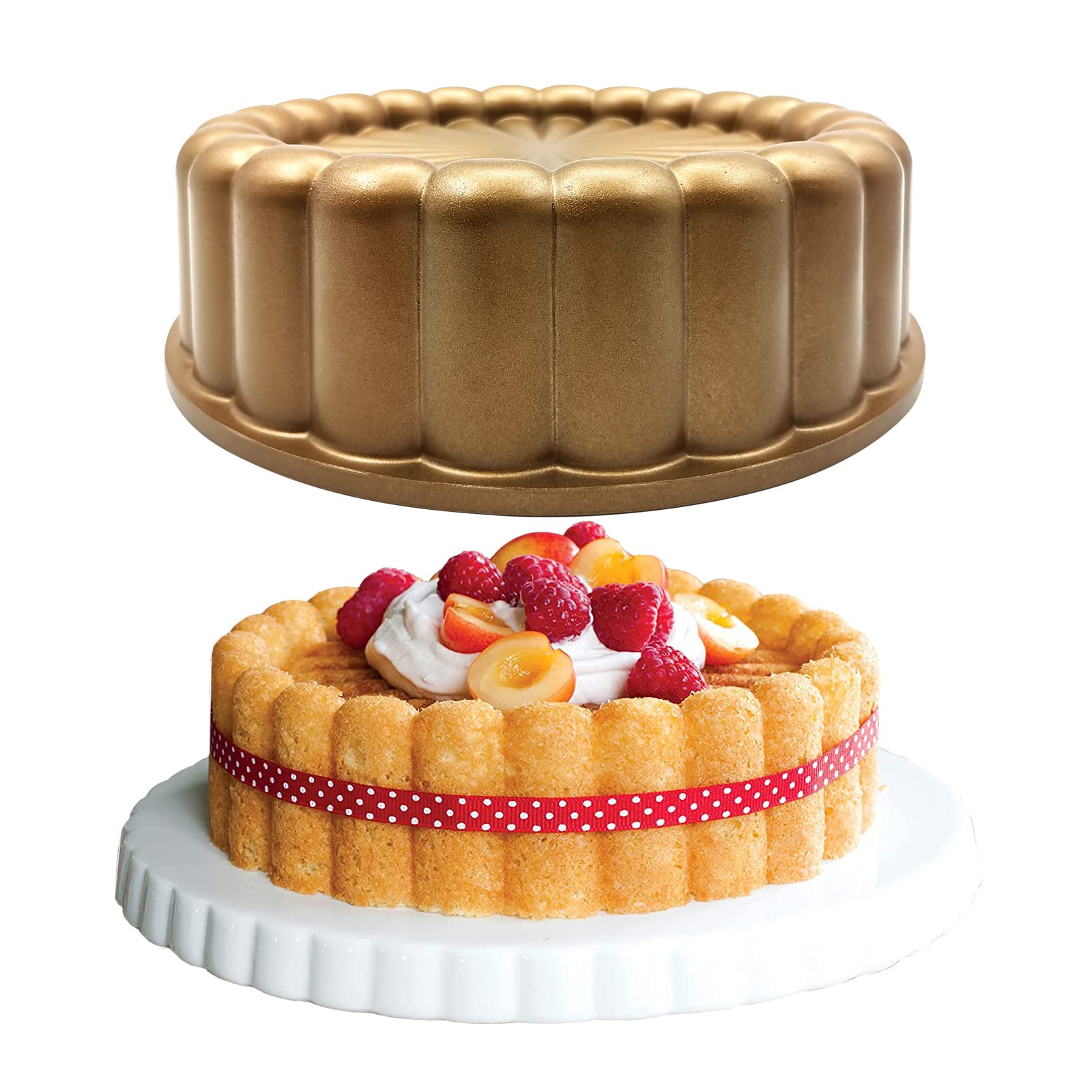 Wbjkzjd Charlotte Cake Mold, 9 Inch Cake Pan Aluminium Kitchen Accessories Decoration Christmas Wedding Valentines 3D Charlotte