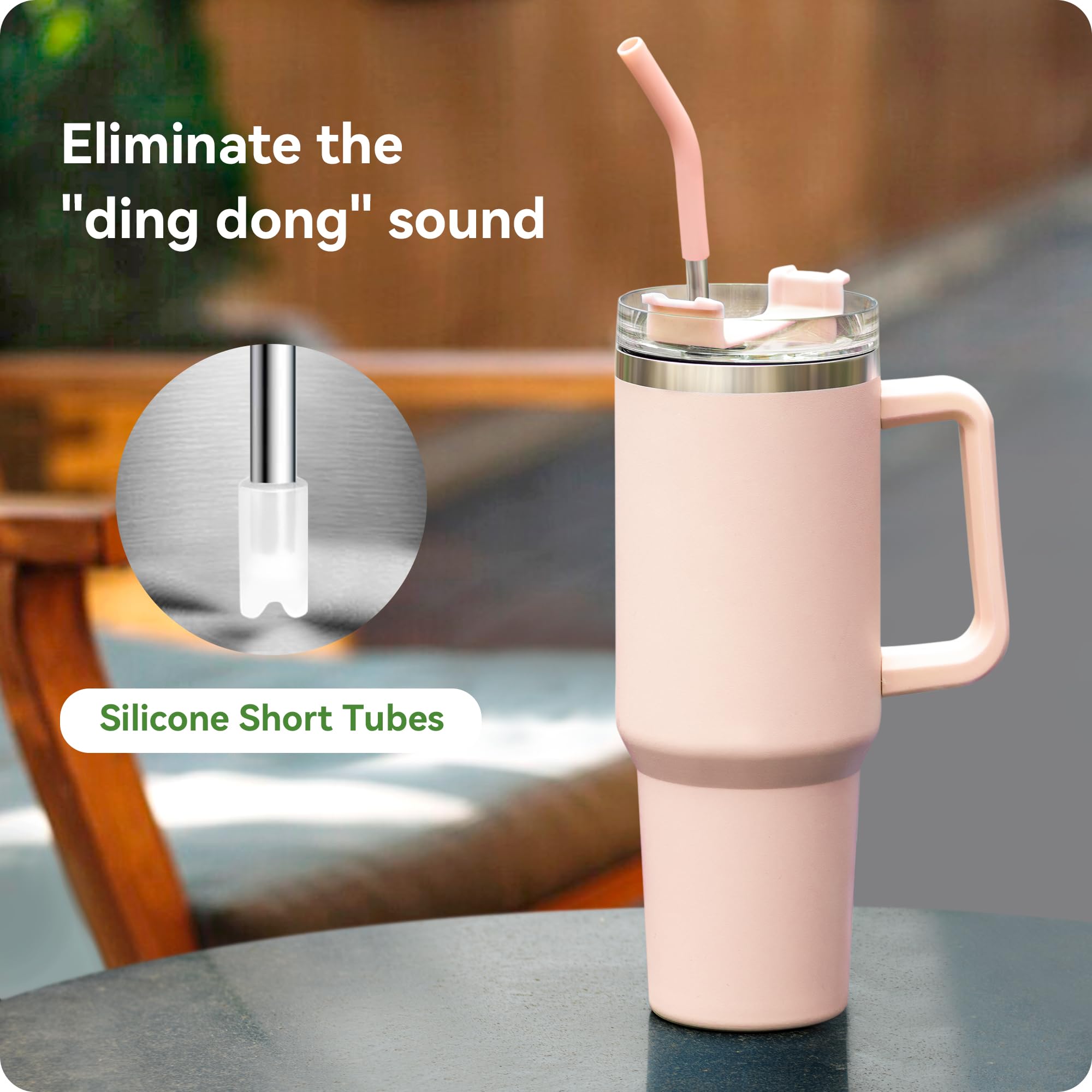 Snowfall Metal Straw Reusable For Stanley 30 Oz, 2 Pcs Reusable Long Stainless Steel Drinking Straws With Silicone Tip, 1 Straw