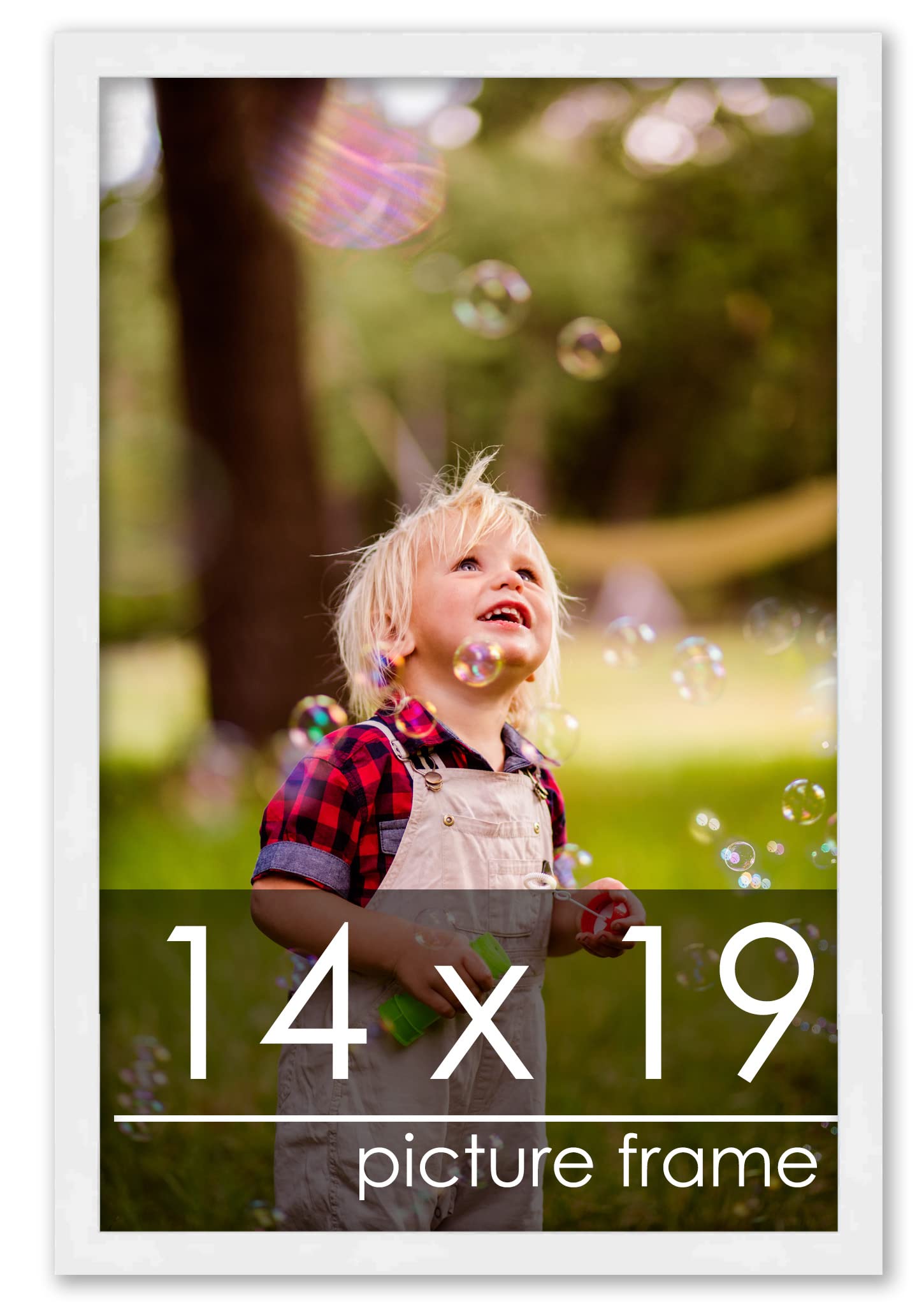 Poster Palooza 14x19 Frame White Solid Pine Wood Picture Frame | UV Acrylic Plexiglass, Foam Board Backing & Hardware Included