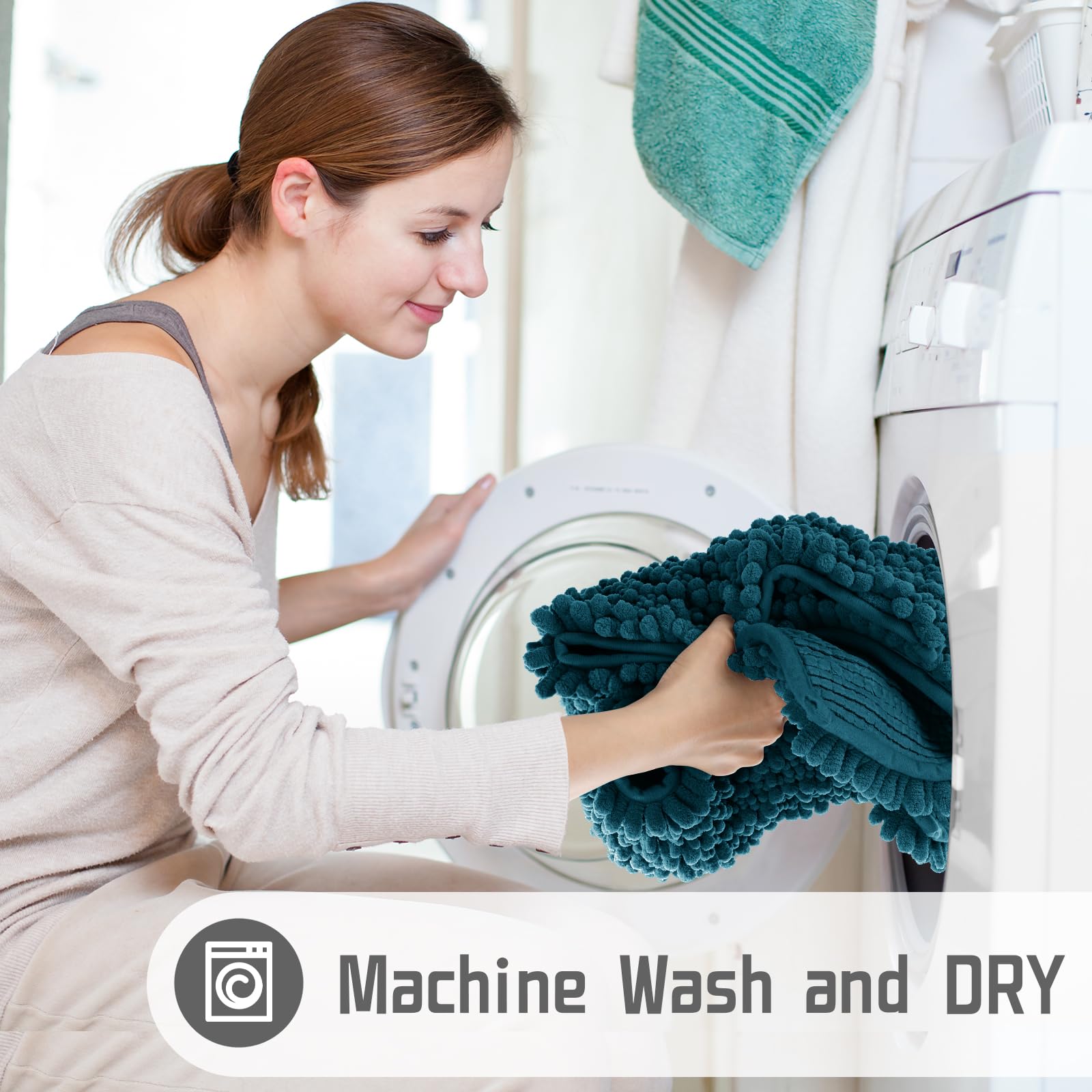 Yimobra Luxury Bathroom Rug Mat 24x17  Extra Soft & Absorbent Bath Rugs  Non-Slip Plush Shaggy Bath Carpet  Machine Wash Dry  Bath Mats for Bathroom Floor  Tub and Shower  Peacock Blue