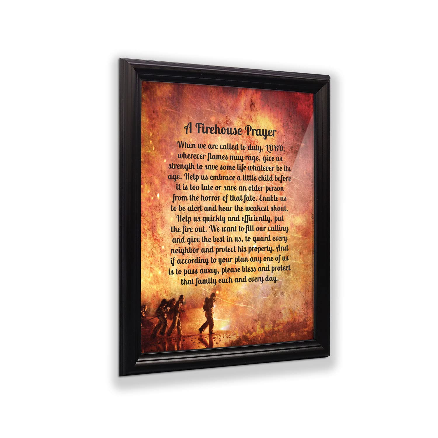 Crossroads Home D  Cor Firemans Prayer Picture Frame, Firefighter Decor, Firefighter Graduation Present, 2107B