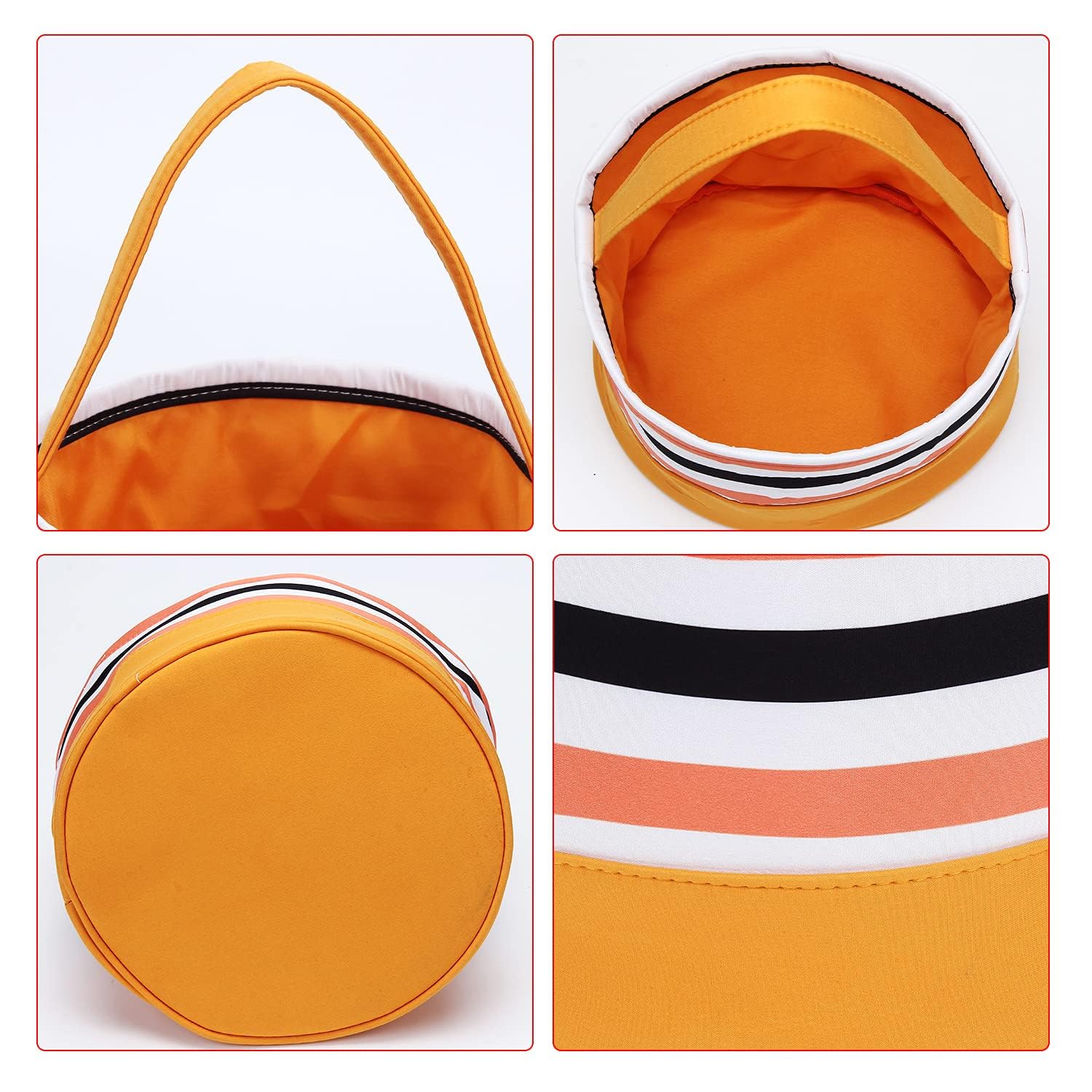 Oufegm Halloween Candy Basket Halloween Trick Or Treat Bags Halloween Candy Buckets Fabric Gift Bags Halloween Parties(Orangestr