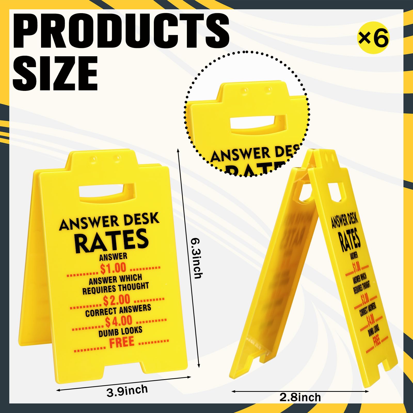 Memorywuu 6 Pcs Funny Office Cubicle Decor Answer Desk Rates Signs 6.3 Inch Team Office Gag Gifts for Coworker Teammate Employee