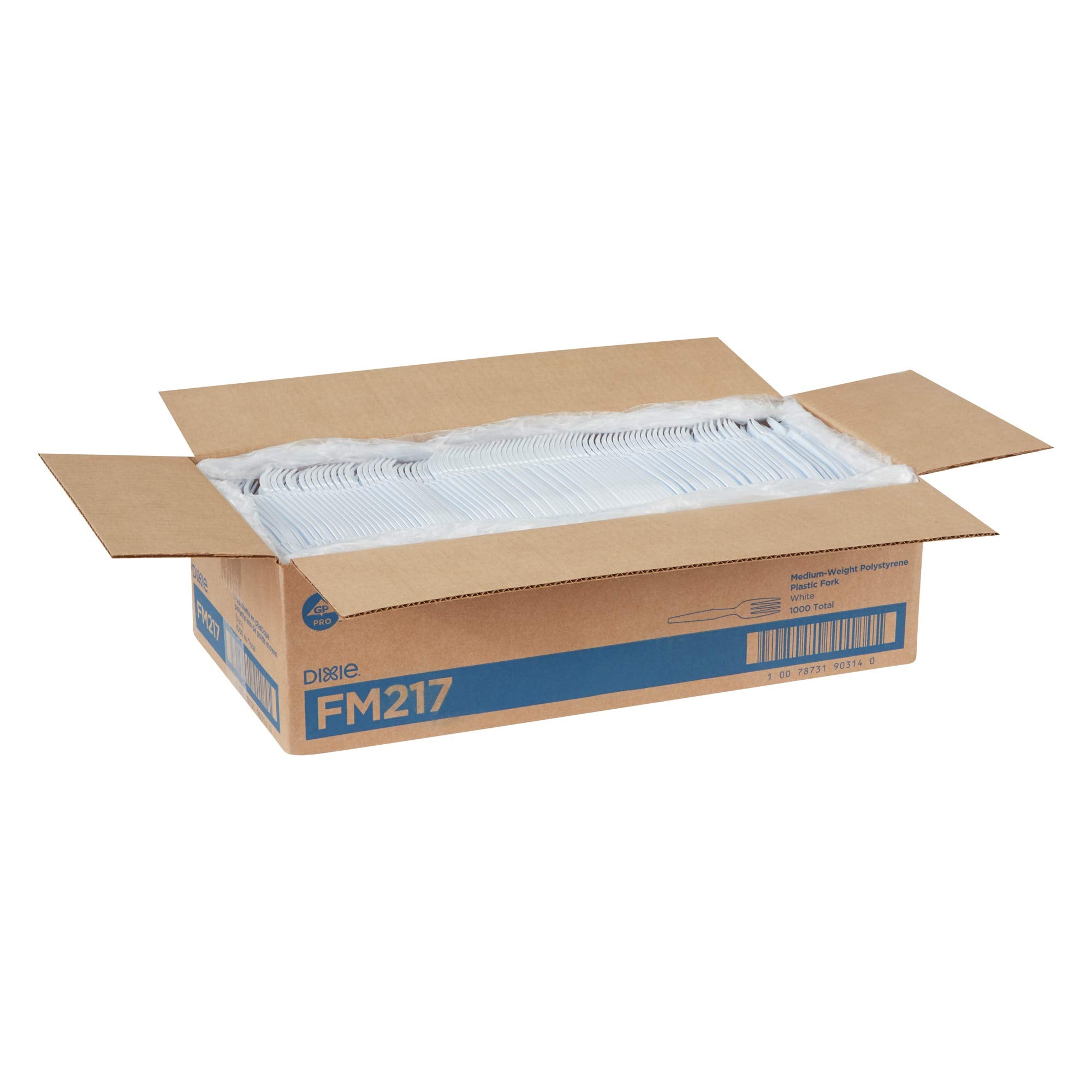 Dixie 6.104'' Medium-Weight Polystyrene Plastic Fork By Gp Pro (Georgia-Pacific), White, Fm217, (Case Of 1,000), 1 Box Of 1000