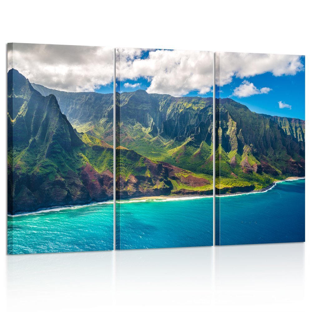 Kreative Arts - Large Nature Art Poster Print On Canvas View On Napali Coast On Kauai Island On Hawaii Landscape Pictures For Of