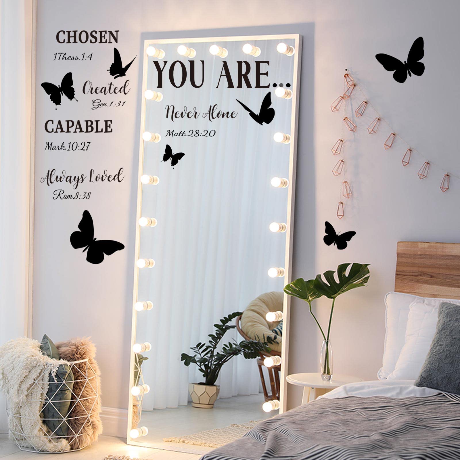 Chinco Black Girl Wall Stickers For Teen Inspirational Quote Wall Decal Butterfly Motivational Saying Positive Vinyl Stickers Fo