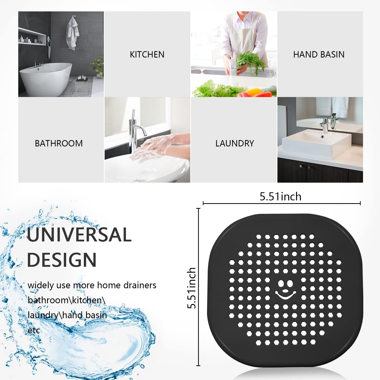2 Pack Drain Hair Catcher Durable Silicone Shower Drain Protector Sink Drain Strainer Hair Stopper for Shower Kitchen Bathroom Tub Teal