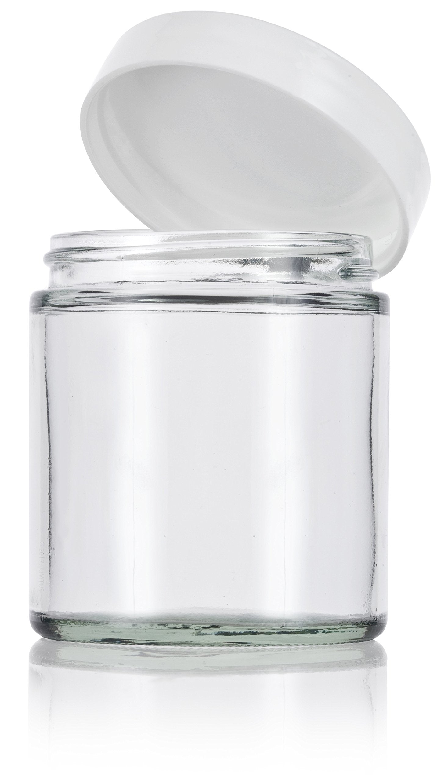 4 Oz / 120 Ml Clear Thick Glass Jar With White Smooth Lids (6 Pack)