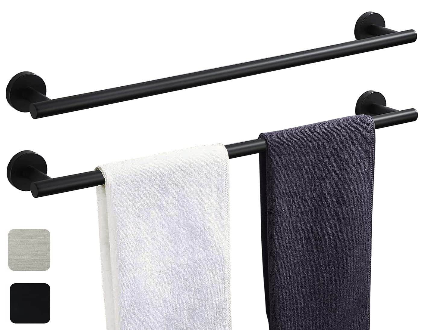 Towel Bar 2 Pack For Bathroom Kitchen Hand Towel Holder Matted Black Sus304 Stainless Steel Rustproof Wall Mount 24 Inch Towel R