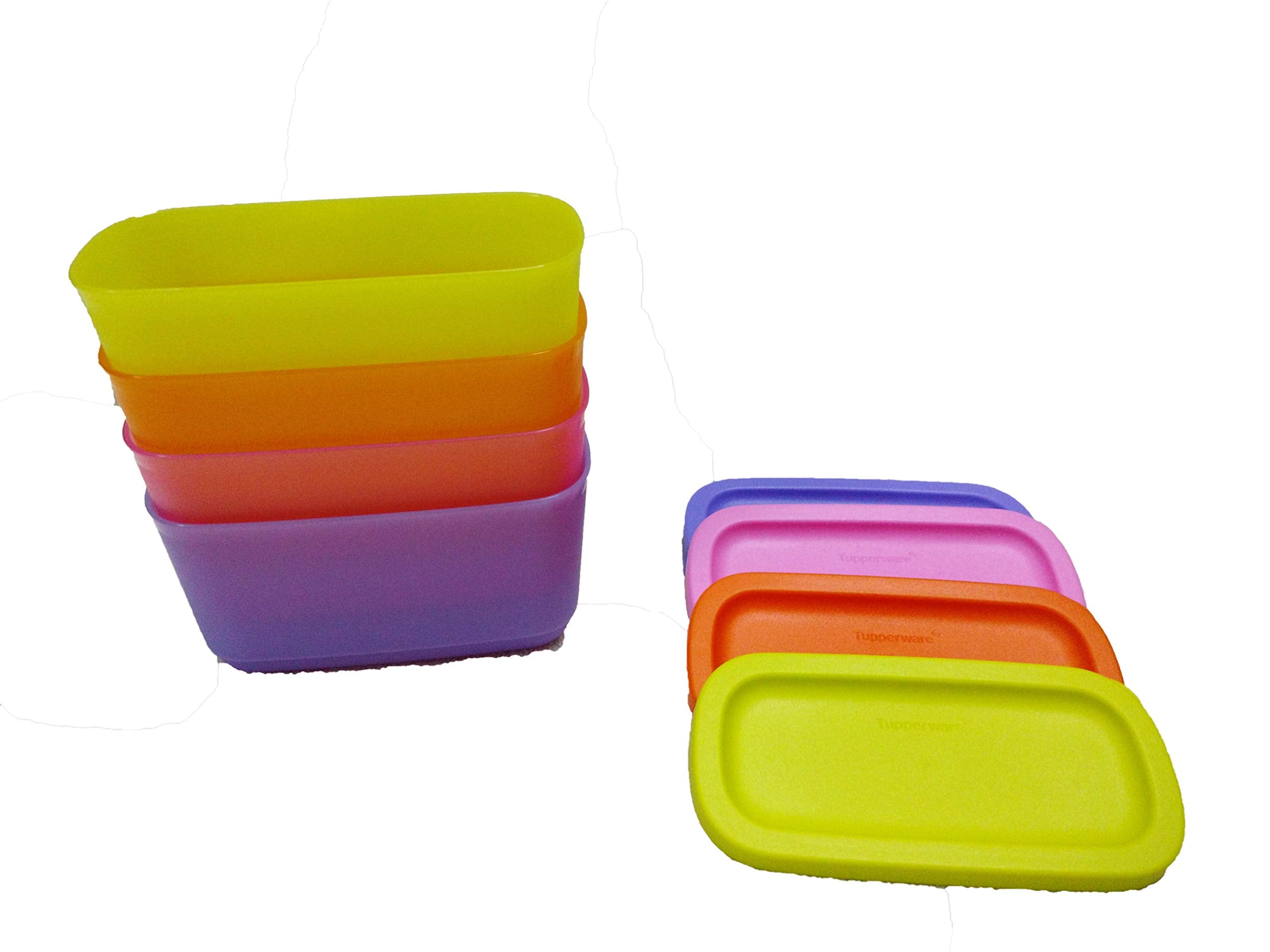 Tupperware AspirationS Plastic Cubics Small Container Set, 210 Ml (Set Of 4) With Soft Cotton Handkerchief  Multicolor
