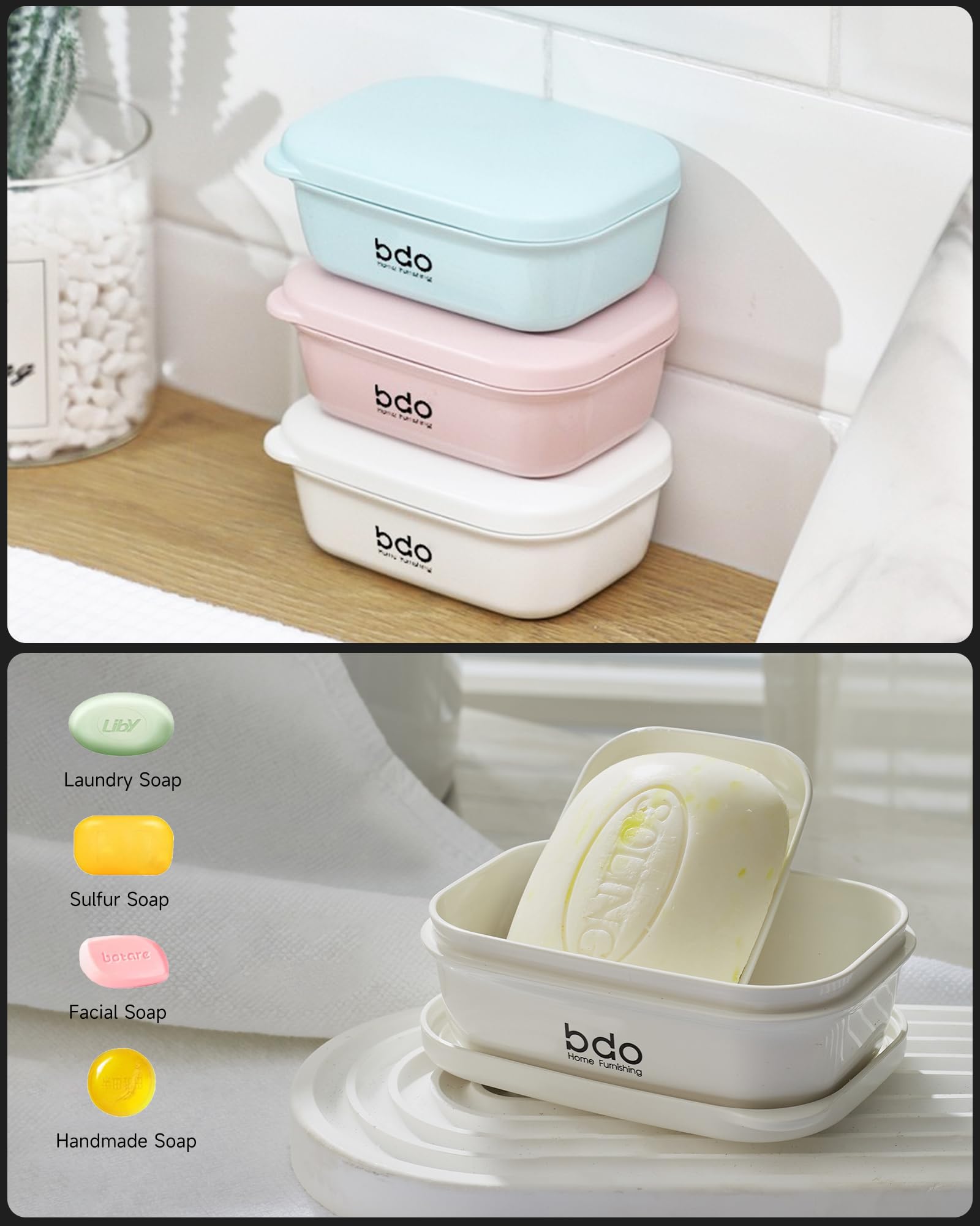 Peisainox Travel Soap Case, Leakproof Soap Container With Lid, Portable Bar Soap Holder For Traveling, Soap Dishe For Bathroom,