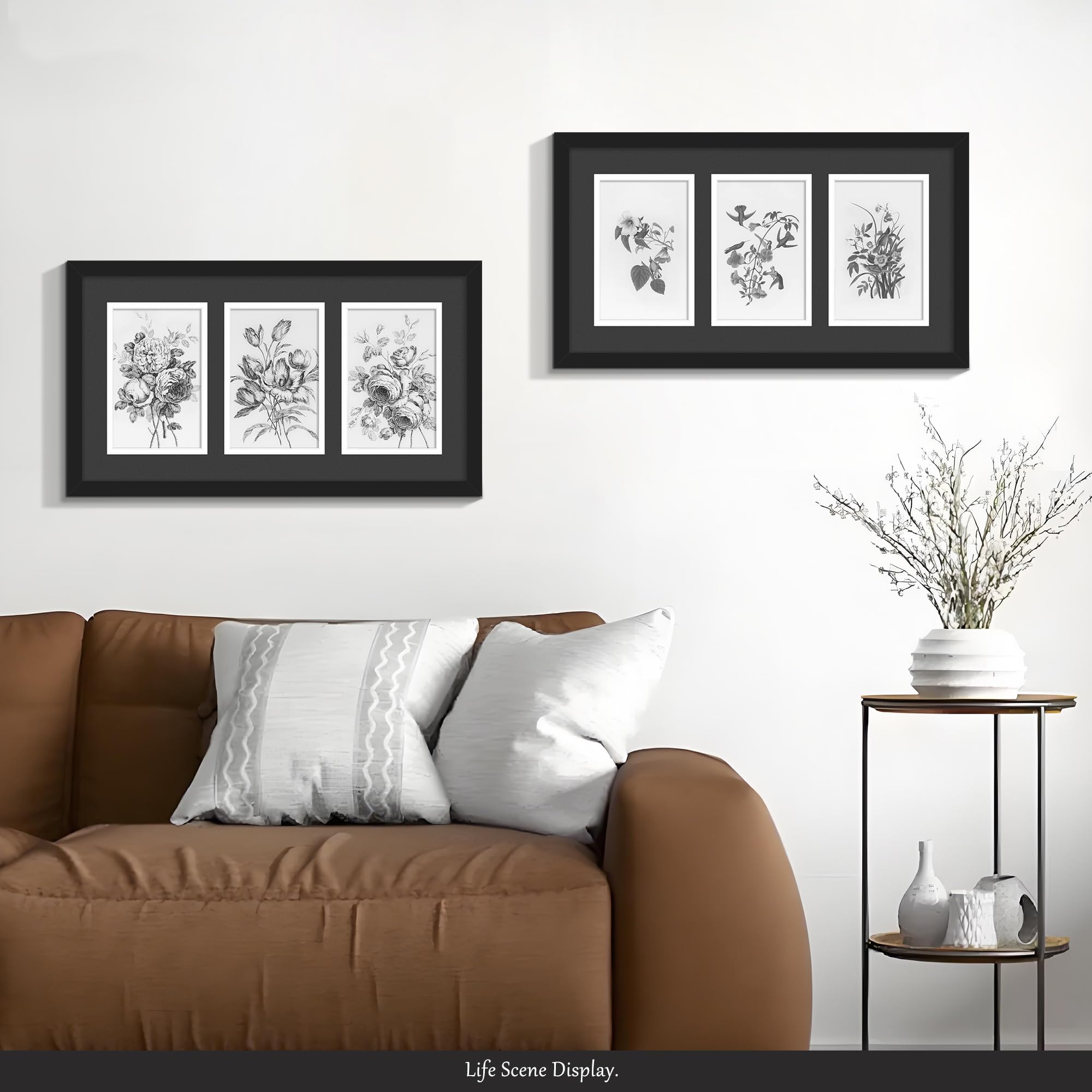 DUENPY 8x15 Collage Picture Frame, 4x6 Collage Picture Frame, Displays Three 4x6 inch Photos, Wall Decor Wall Hanging or Tableto