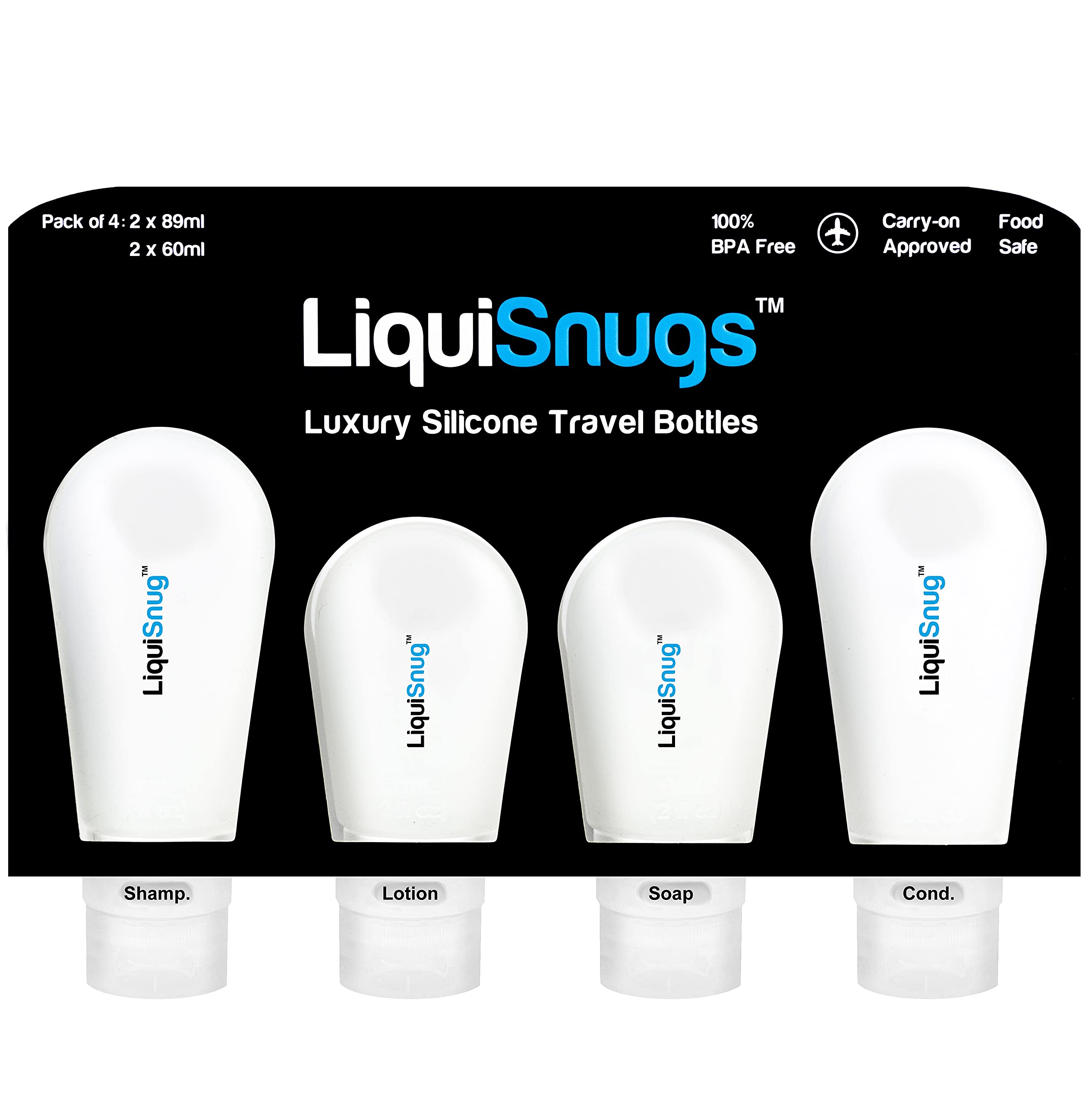 Liquisnugs Premium - 100% Guaranteed Leak Proof Silicone Travel Bottles For Toiletries - Tsa Approved Container. Premium Range T