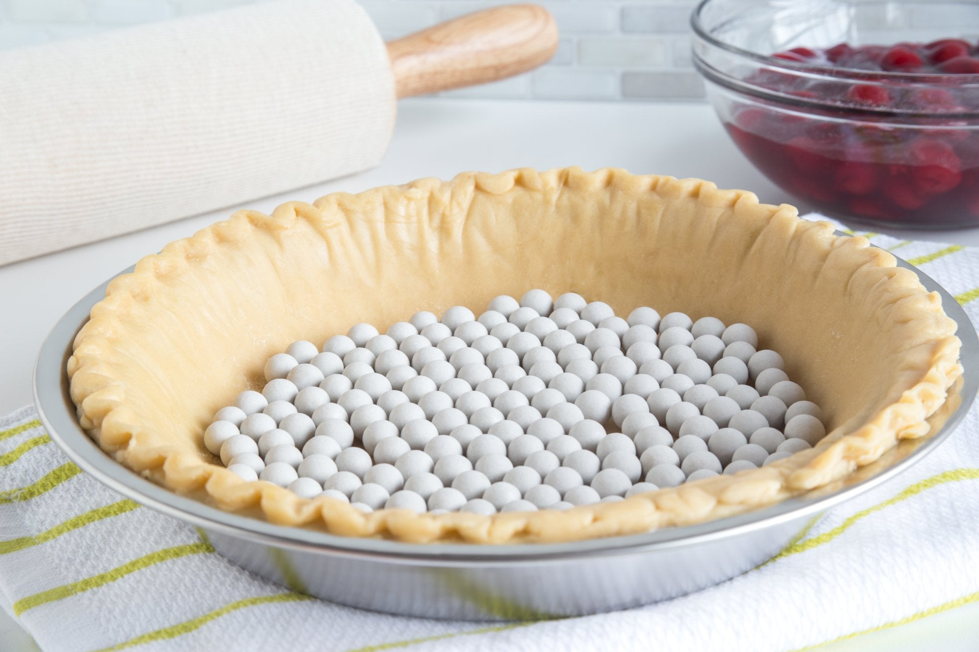 Fox Run Ceramic Pie Crust Baking Weights, 8.8-Ounce, Glass Storage Jar