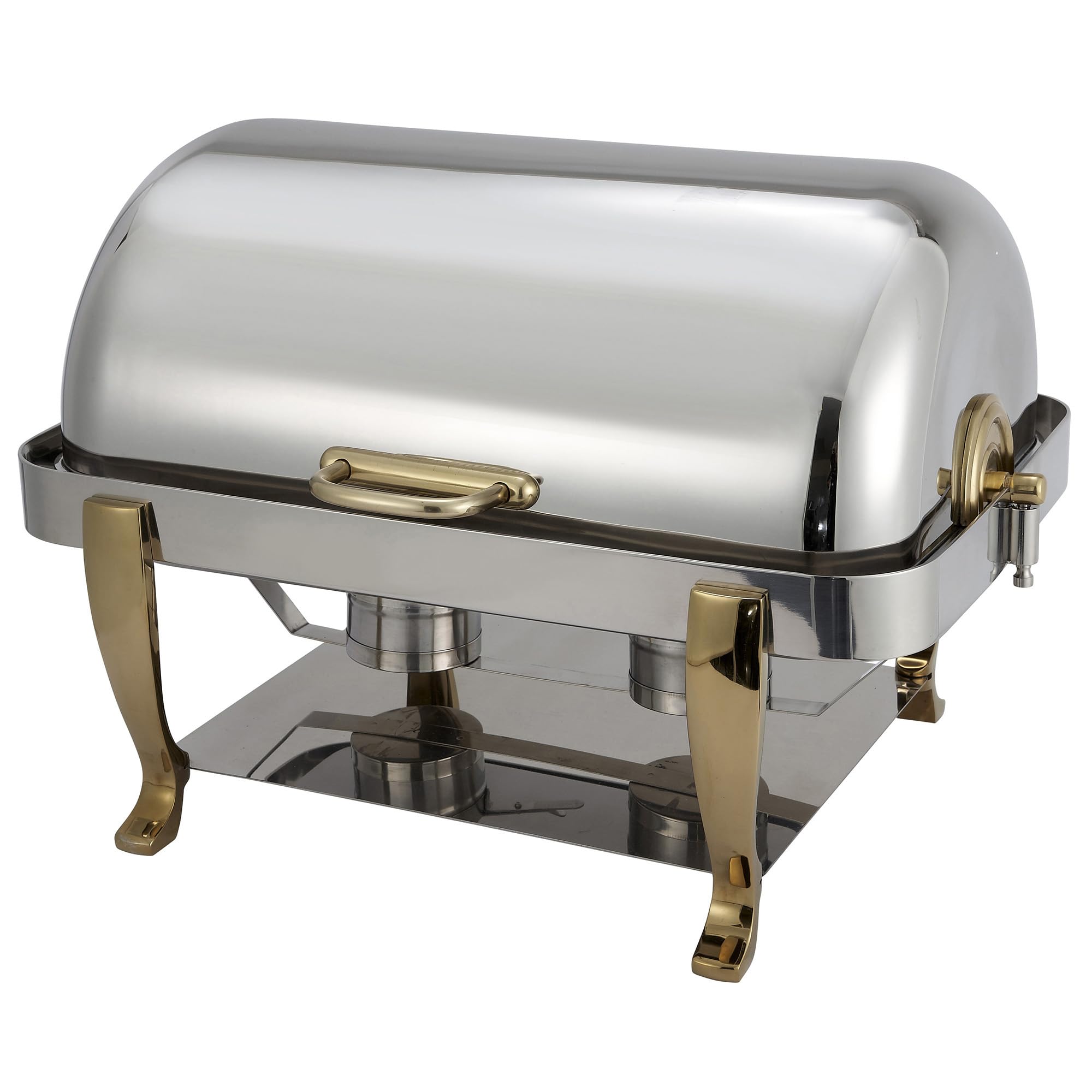 Winco Vintage Heavy-Duty Stainless Steel Chafer with Gold Accents, 8 Quart