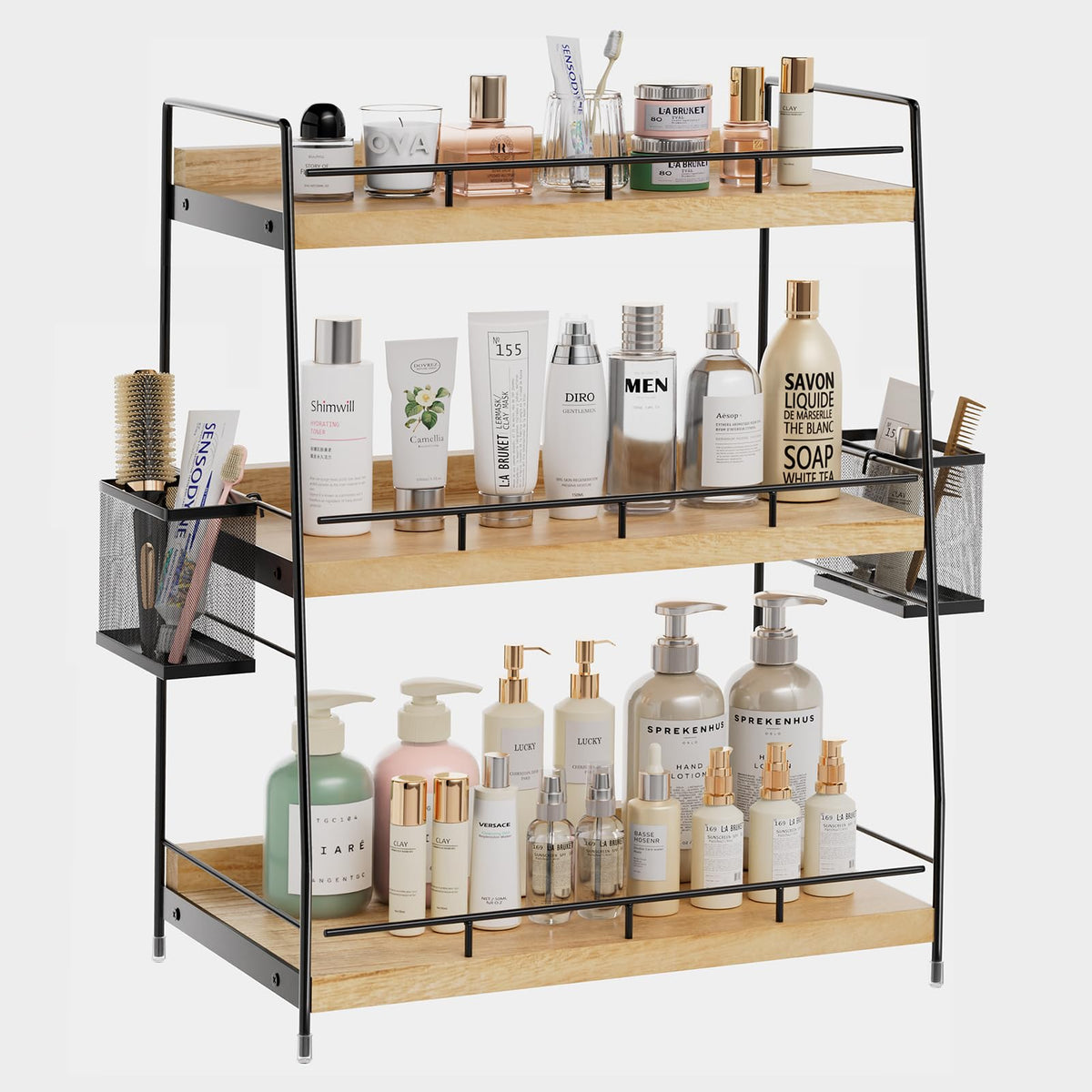 Bathroom Organizer Countertop, 3 Tier Bathroom Counter Organizer With Basket For Skin Care Organizer, Bathroom,Kitchen, Vanity O