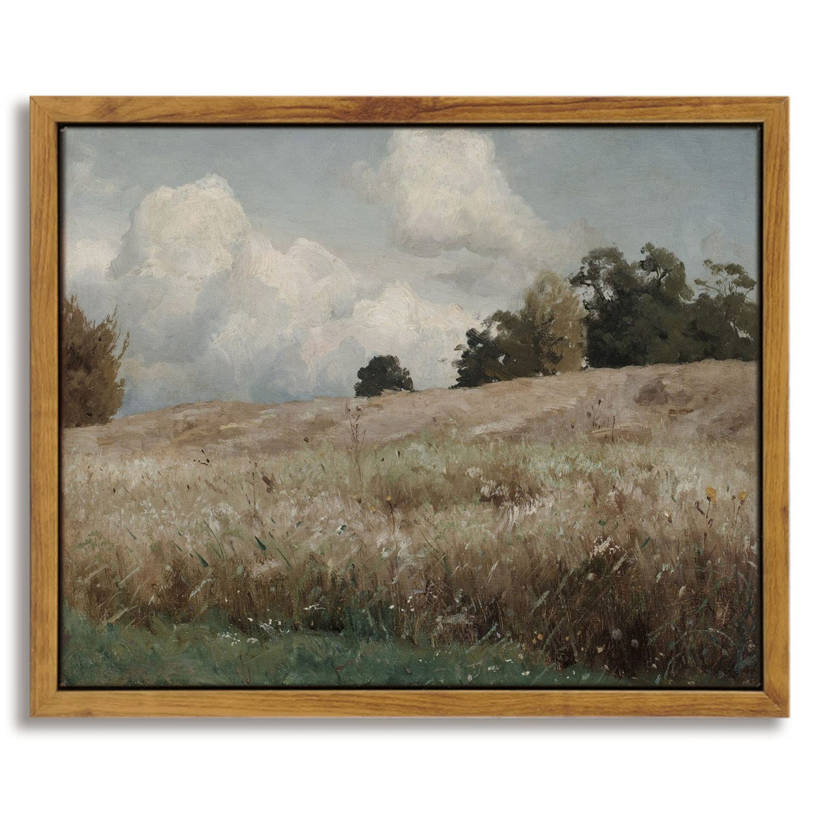 Insimsea Framed Canvas Wall Art Vintage Decor, The Vast Grassland Framed Wall Art Room Eclectic Decor, Canvas Wall Art For Livin
