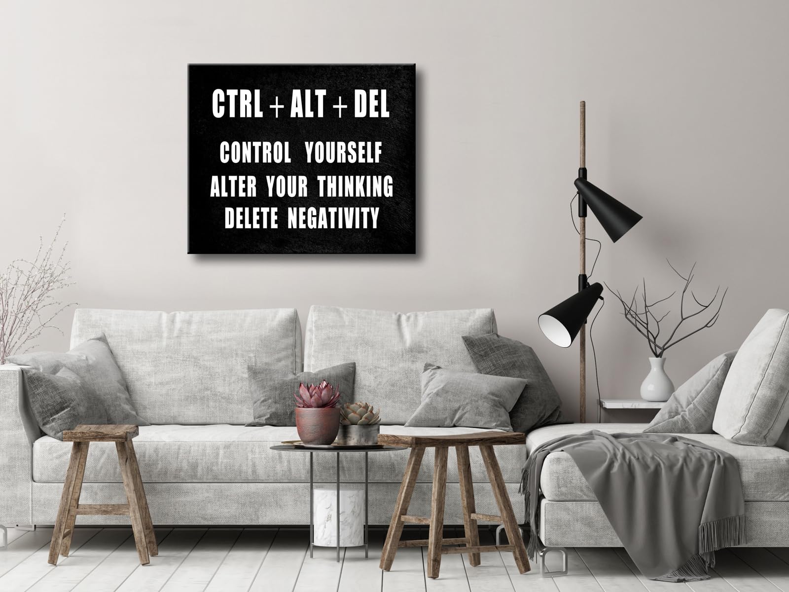 Pyradecor Motivational Ctrl+Alt+Del Classroom Positive Quotes Inspirational Poster Canvas Prints Wall Art For Office Living Room