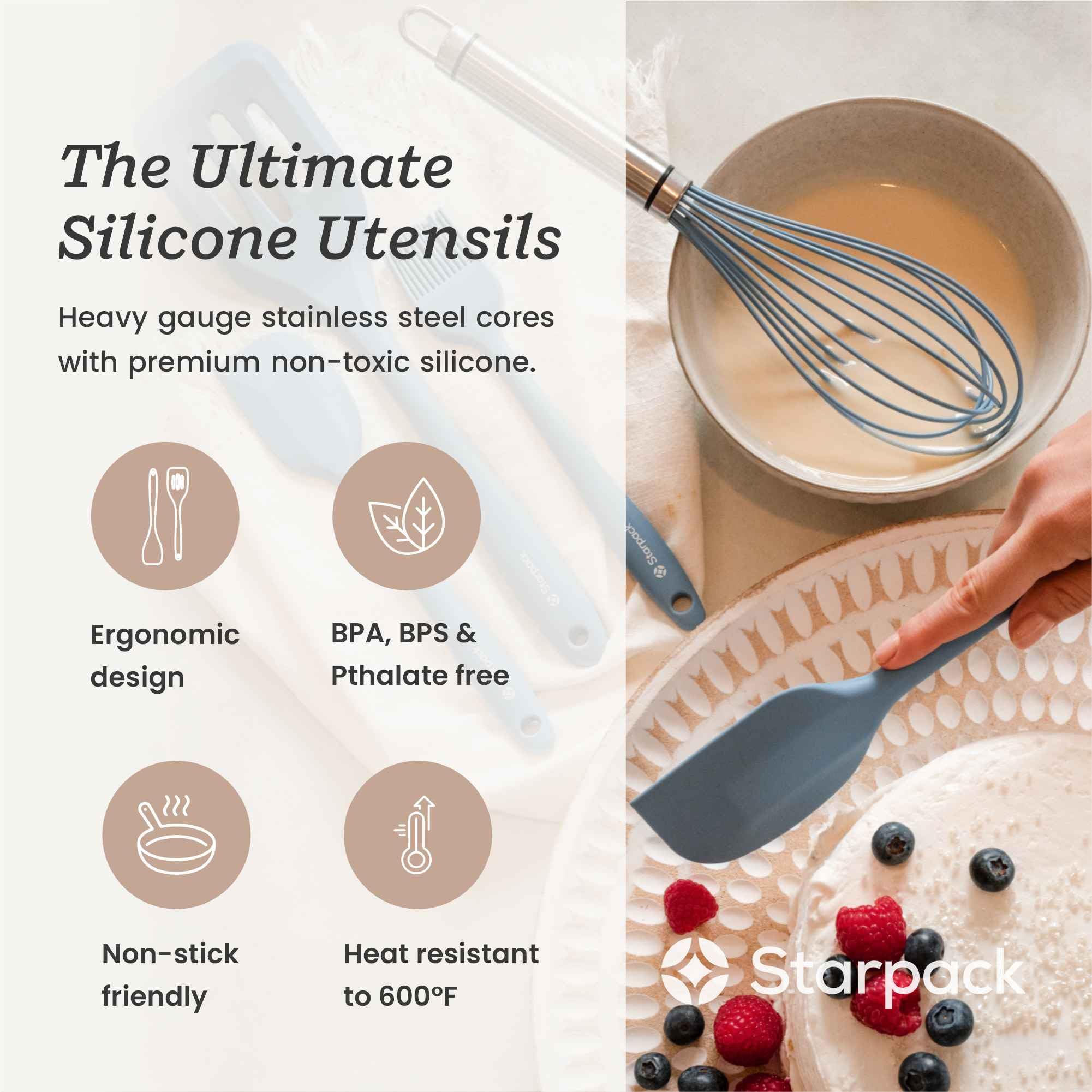 Starpack Premium Silicone Whisks For Cooking - Whisk Silicone Material With High Heat Resistance Of 600F - Non-Stick Kitchen Whi