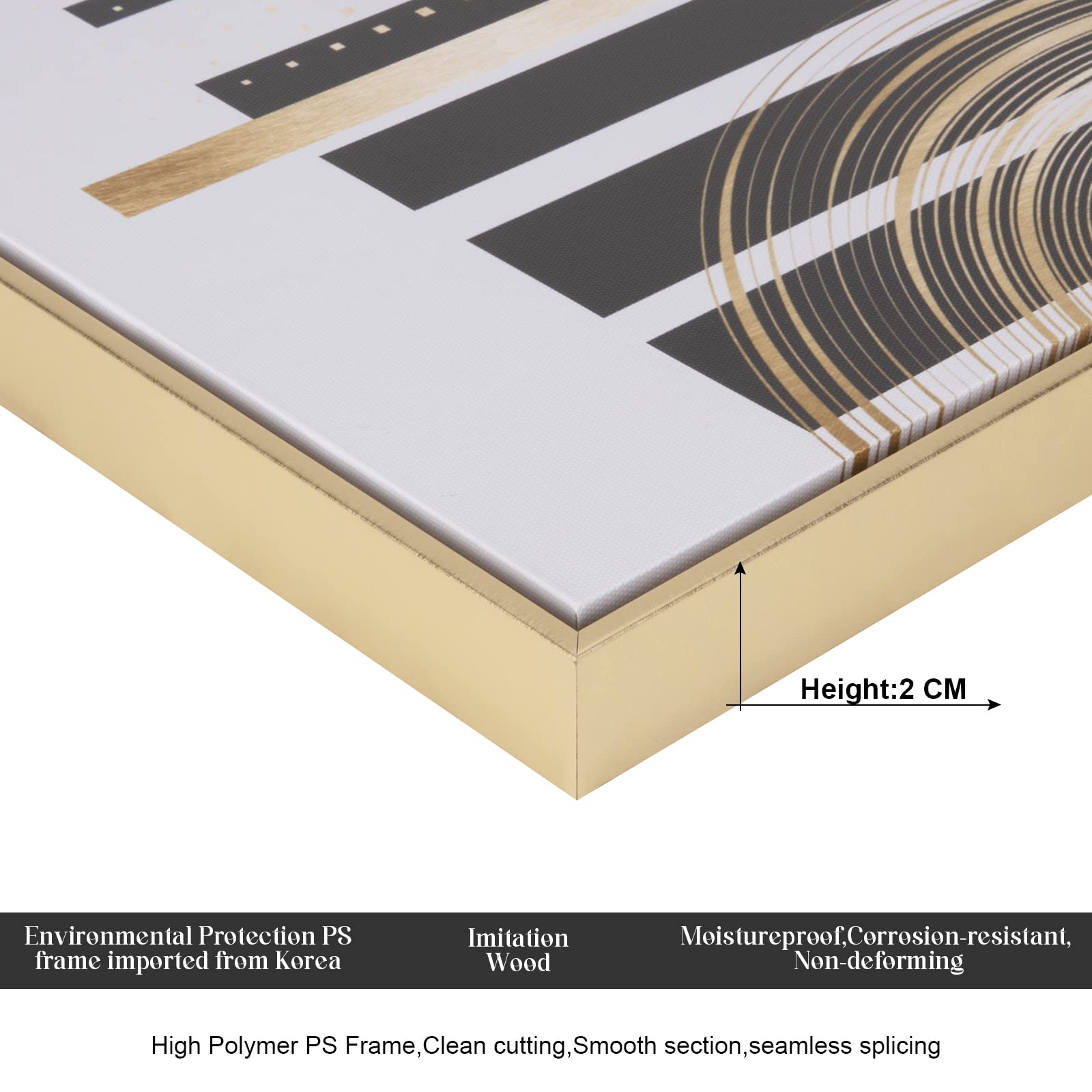 3Pcs Gold Canvas Wall Art Decor  Nordic Luxury Geometric Abstract Grey Black and Gold Framed Painting Poster Print for Living Room  Marble Wall Painting for Bedroom Dining Room 12x16 inch