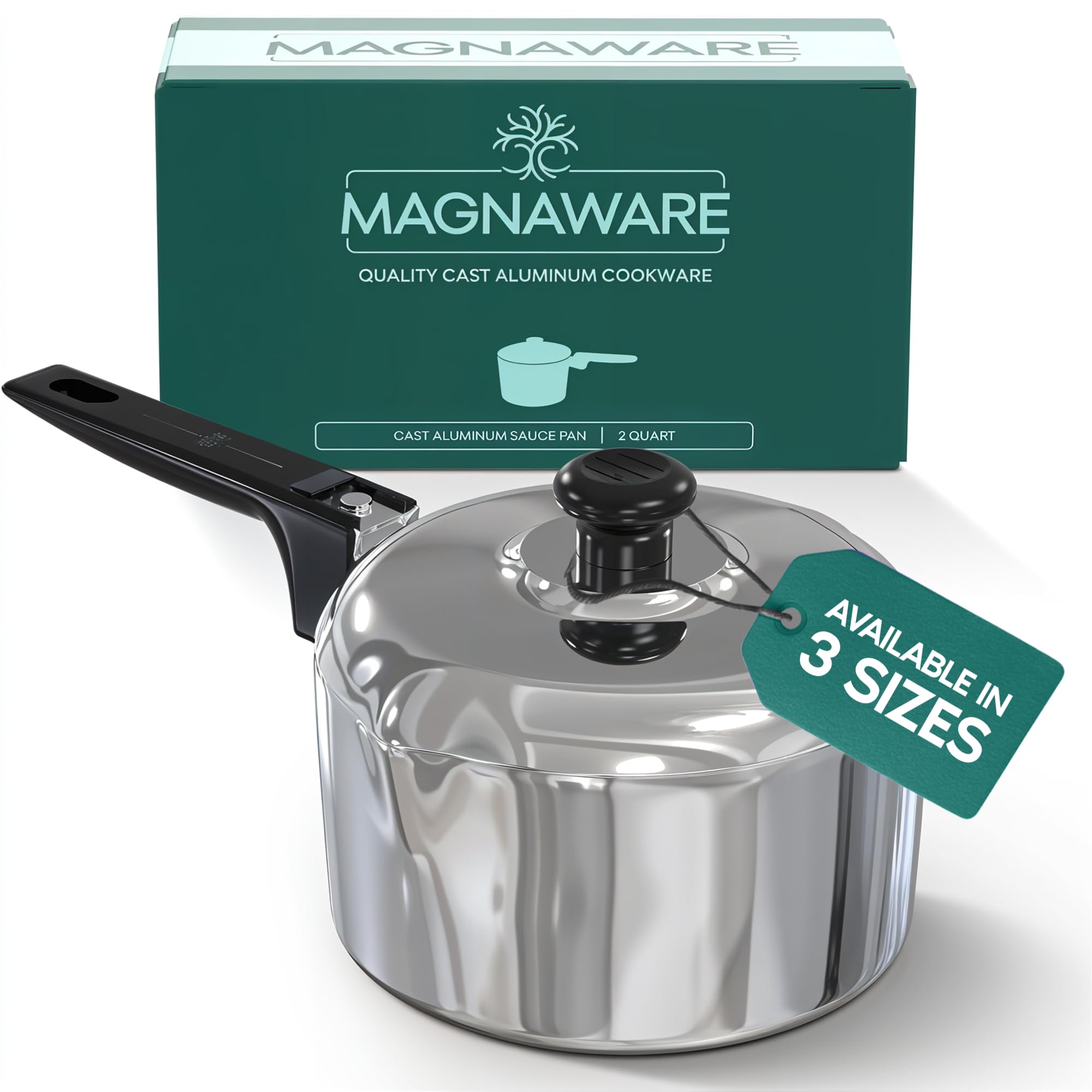 Magnaware Cast Aluminum 2 Quart Suace Pan With Lid  Quality Cast Aluminum Pot With Even Heat Distribution And Retention