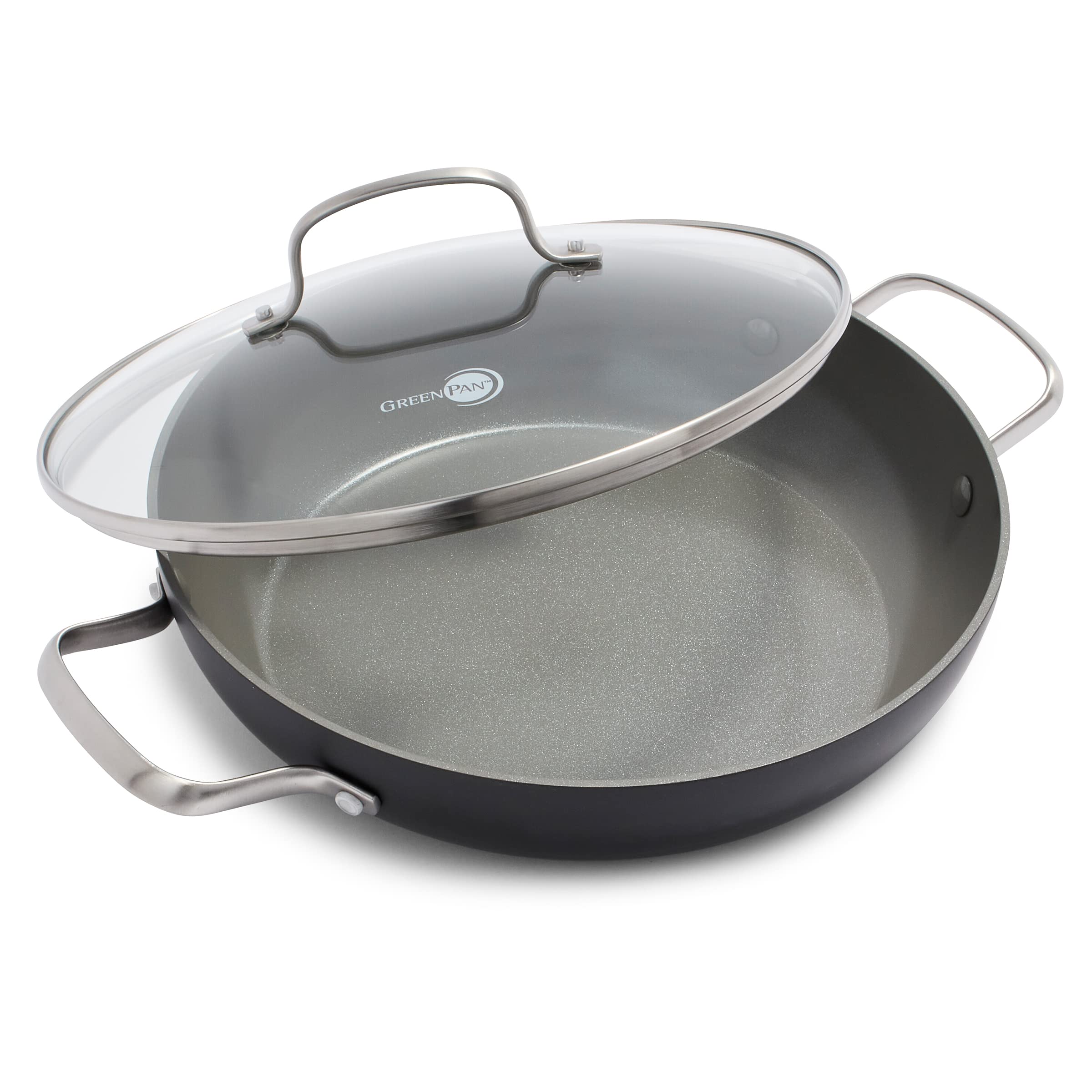 GreenPan Chatham Hard Anodized Healthy Ceramic Nonstick, 11 Everyday Frying Pan Skillet with 2 Handles and Lid, PFAS-Free, Dishw