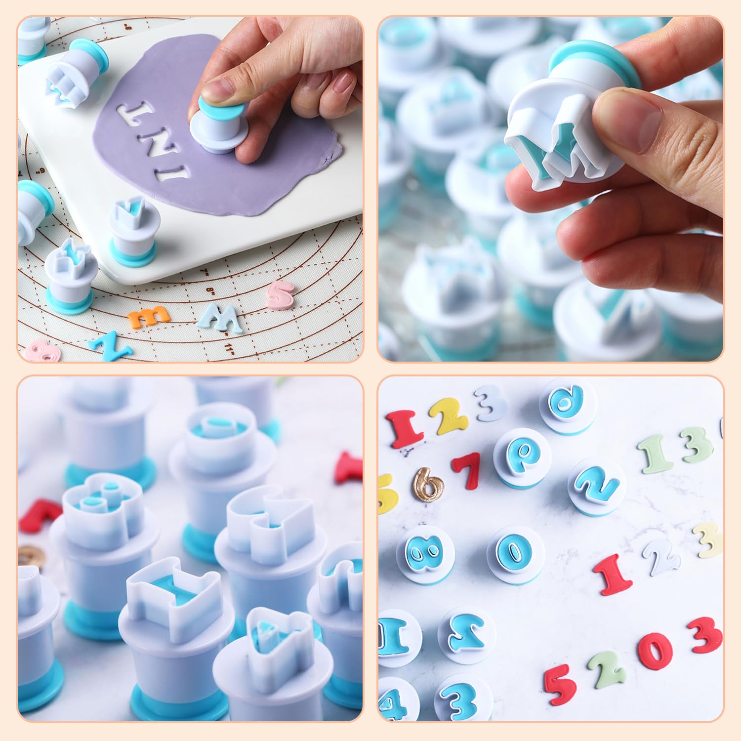 3 Set Fondant Alphabet/Letter Cutters And Number Set Cake Biscuit Mold Decorating Tools Diy Cookie Stamp Impress,Embosser Cutter