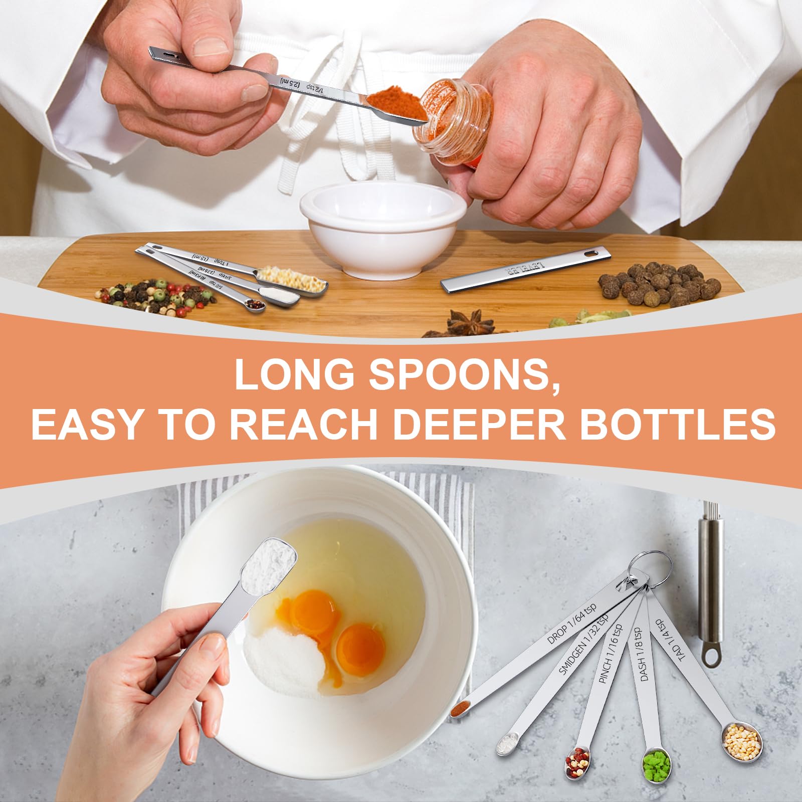 Measuring Cups And Spoons Set Of 20, 7 Stainless Steel Nesting Measuring Cups & 7 Spoons, 1 + Leveler & 5 Mini Measuring Spoons