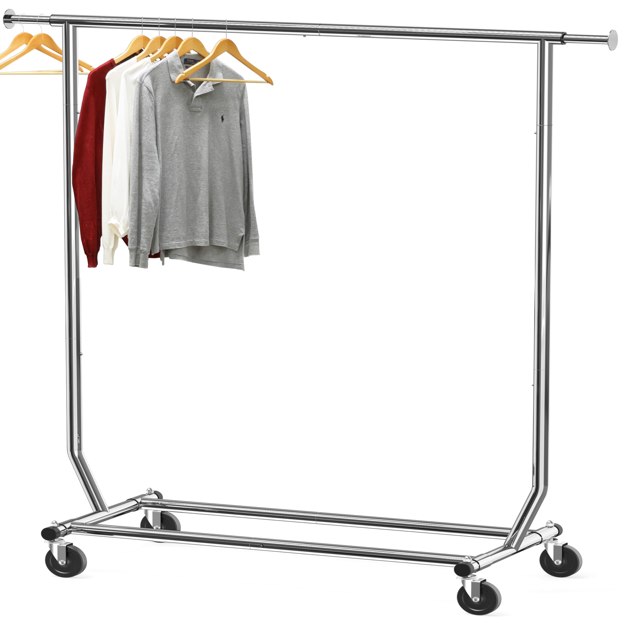 Simple Houseware Supreme Commercial Grade Clothing Garment Rack, Holds Up to 250 lbs, 50 to 75 Inches Extendable Rod, Black