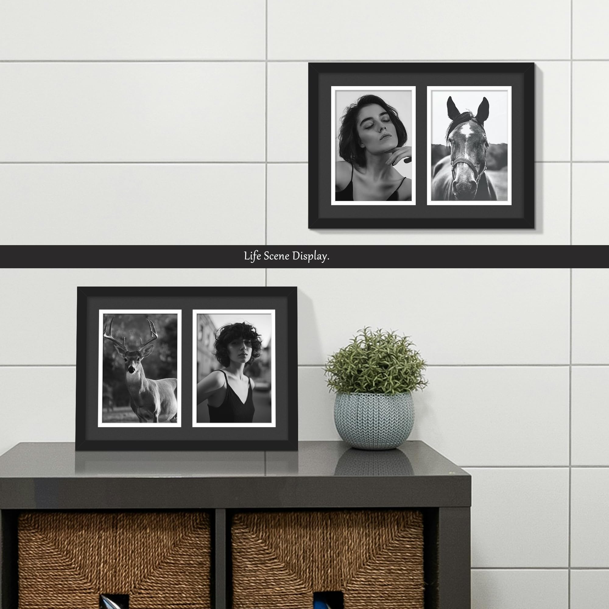 DUENPY 8.5x12 Collage Picture Frame, 5x7 Collage Picture Frame, Displays Double 5x7 inch Photos, Wall Decor Wall Hanging or Tabl