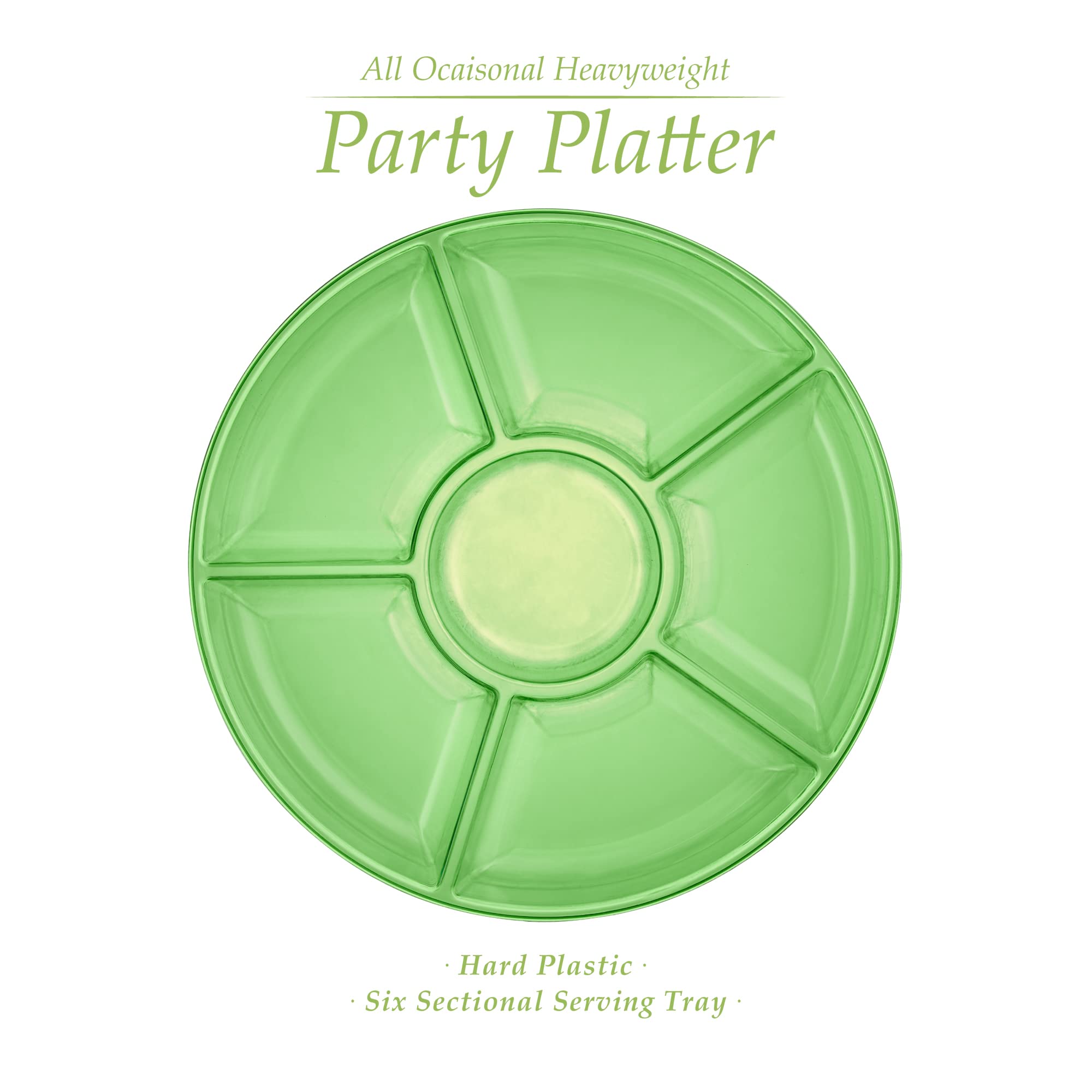 Plasticpro 6 Sectional Round Plastic Serving Tray/Platter (8, Green)