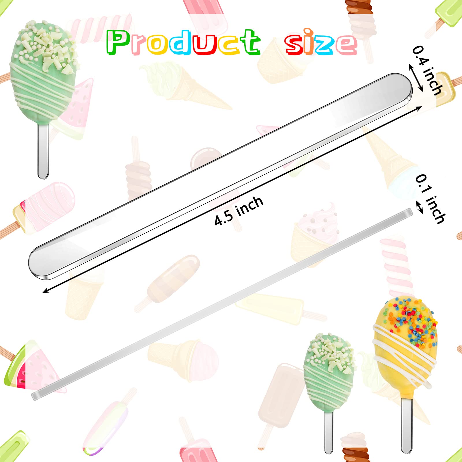 Romooa 30 Pieces Acrylic Sticks Reusable Cakesicle Cake Pop Mold Mirror Ice Pop Sticks Ice Cream Cakesicle Mold for Home Cake Ca