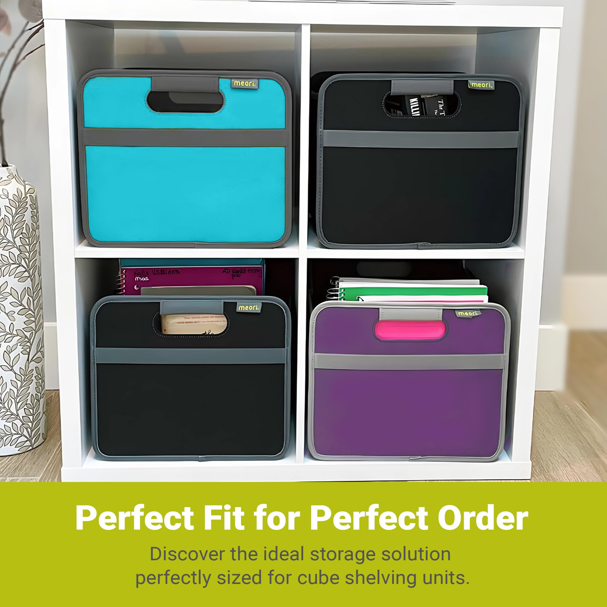 Meori A100058 Azure Foldable Box Small Blue Collapsible Shelf Storage Organizer Carry Everything Up To 65Lbs, 1-Pack