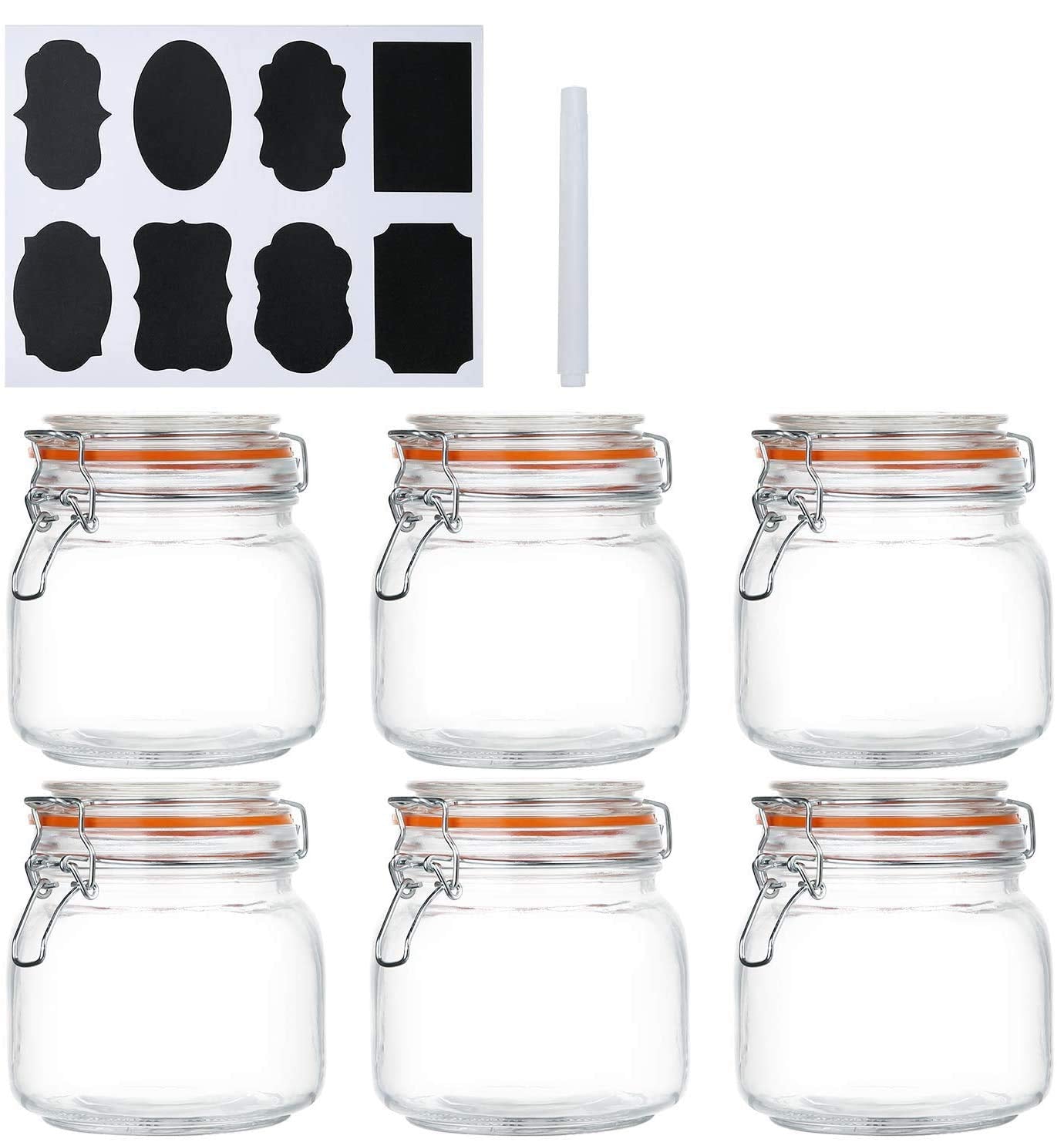 Encheng 25 Oz Glass Jars With Airtight Lids And Leak Proof Rubber Gasket,Wide Mouth Mason Jars With Hinged Lids For Kitchen Cani