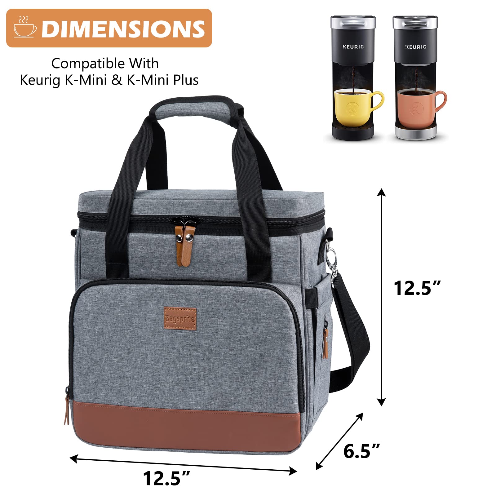 Coffee Maker Travel Bag Compatible With Keurig K-Mini Or K-Mini Plus, Single Serve Coffee Brewer Carrying Case With Multiple Poc
