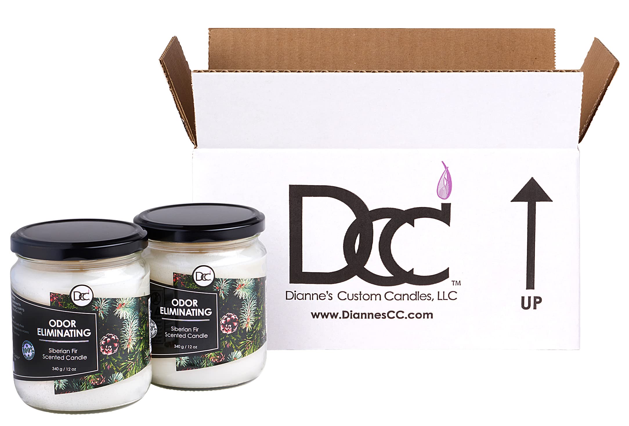 Siberian Fir Two Pack Odor Eliminating Highly Fragranced Candle - Eliminates 95% of Pet, Smoke, Food, and Other Smells Quickly -