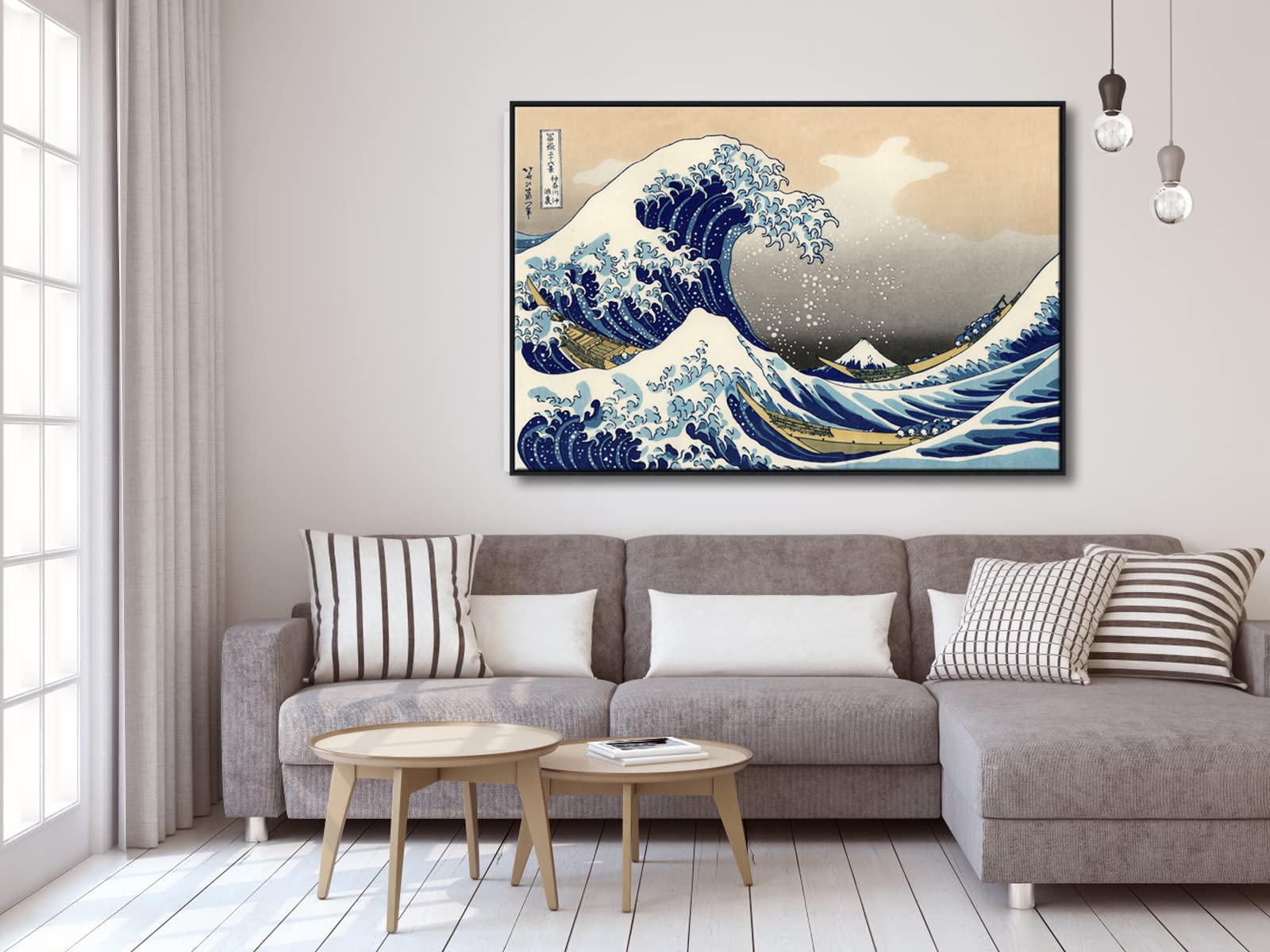 Wieco Art Extra Large Black Framed Art Great Wave Of Kanagawa Katsushika Hokusai Canvas Prints Wall Art Abstract Seascape Painti