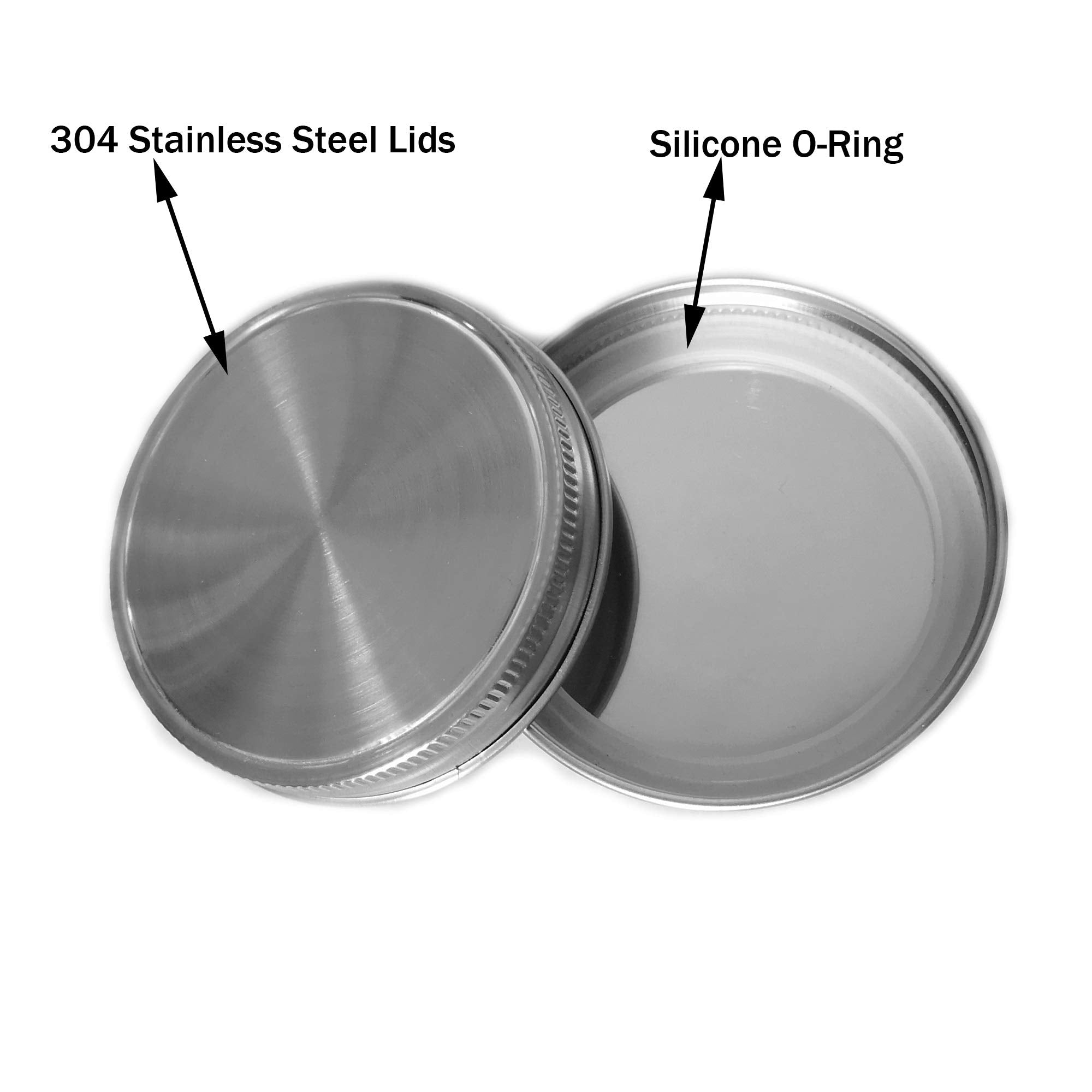 Stainless Steel Mason Jar Lids,12 Pack Polished Surface,Reusable And Leak Proof,Storage Caps With Silicone Seals For Wide Mouth