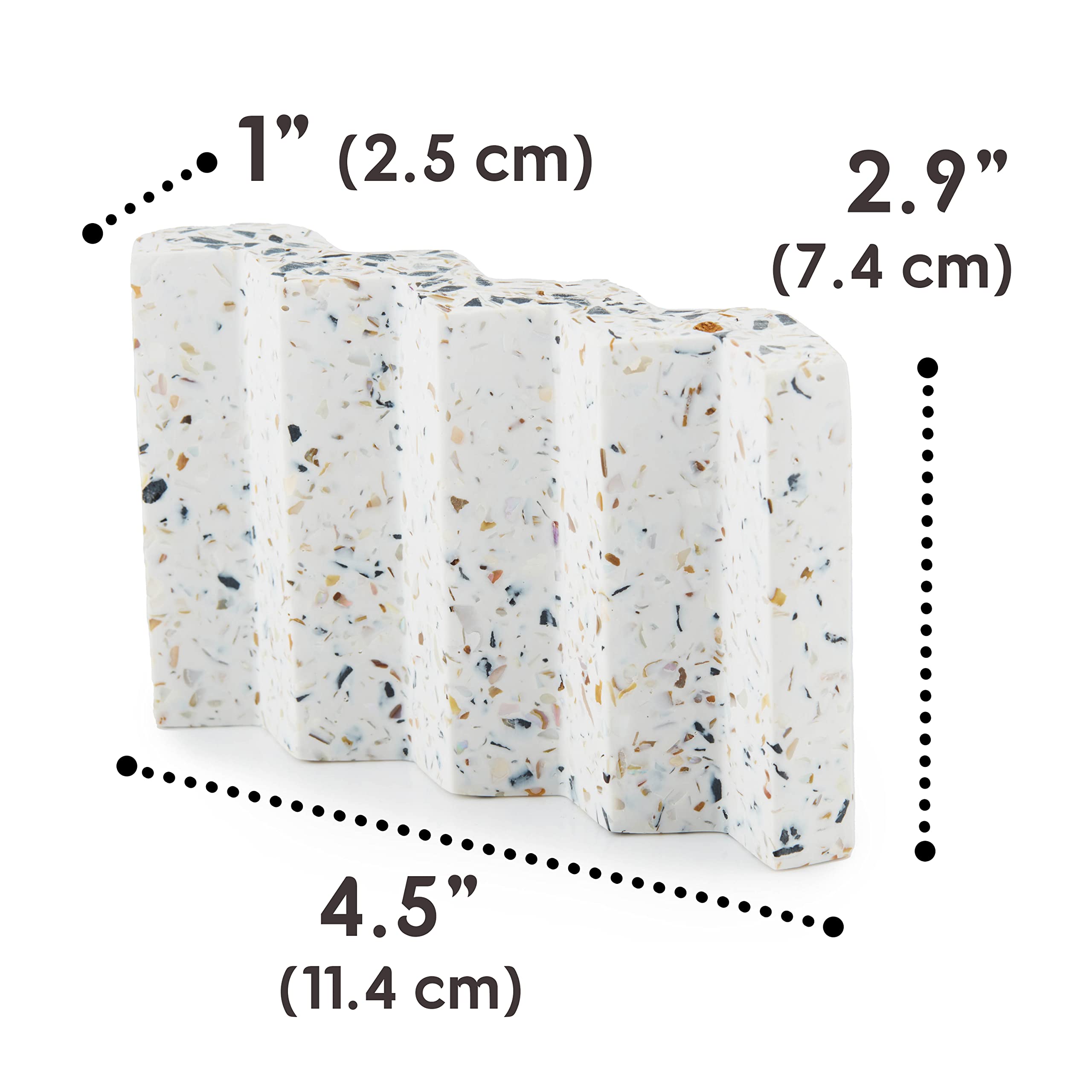 Tapeera Zig Zag Jesmonite Terrazzo Stone Soap Dish For Bathroom Sink - Concrete Soap Saver For Bar Soap Holder For Shower - Spon