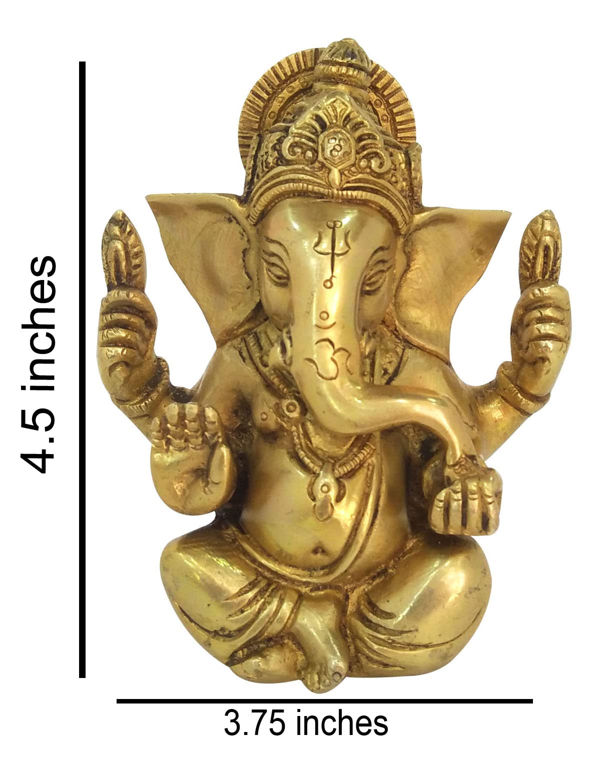 Racpree Brass Metal Statue Of Shri Ganesha Ganpati Murti For Home Entrance Decor Diwali Gift For Home & Office Yellow Size4.5
